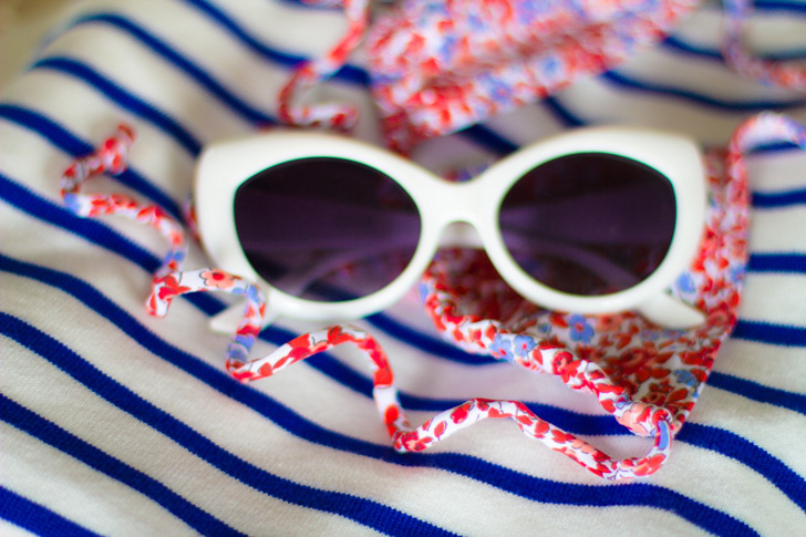 white sunglasses stripes blue red nautical