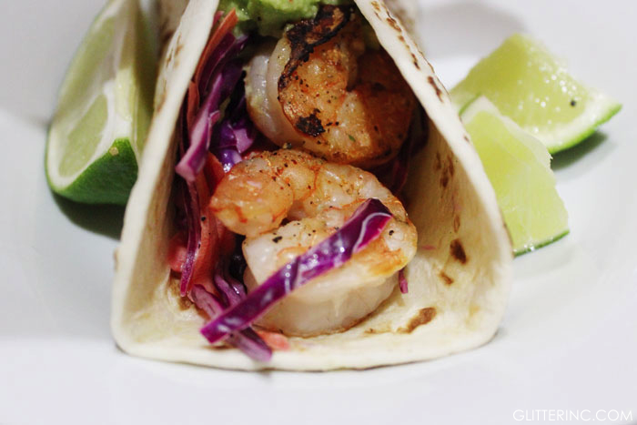 Grilled Shrimp Tacos with Purple Cabbage Coleslaw and Cilantro Lime-Smashed Guacamole Recipe 7 - glitterinc.com