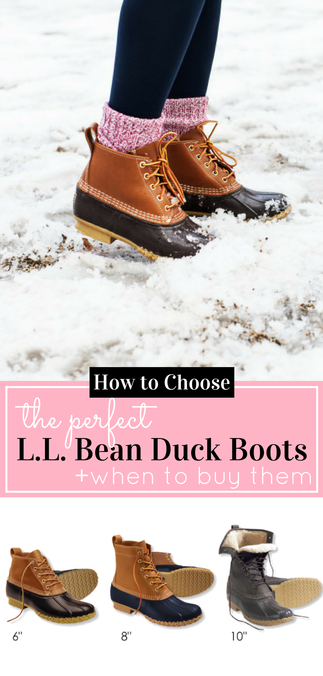 Looking for the perfect pair of L.L. Bean duck boots? I'm sharing how to choose classic bean boots, a.k.a., duck boots, and when to buy them to catch the biggest selection of boots before they sell out! #duckboots #beanboots #snowboots #winterboots #rainboots | glitterinc.com | @glitterinc