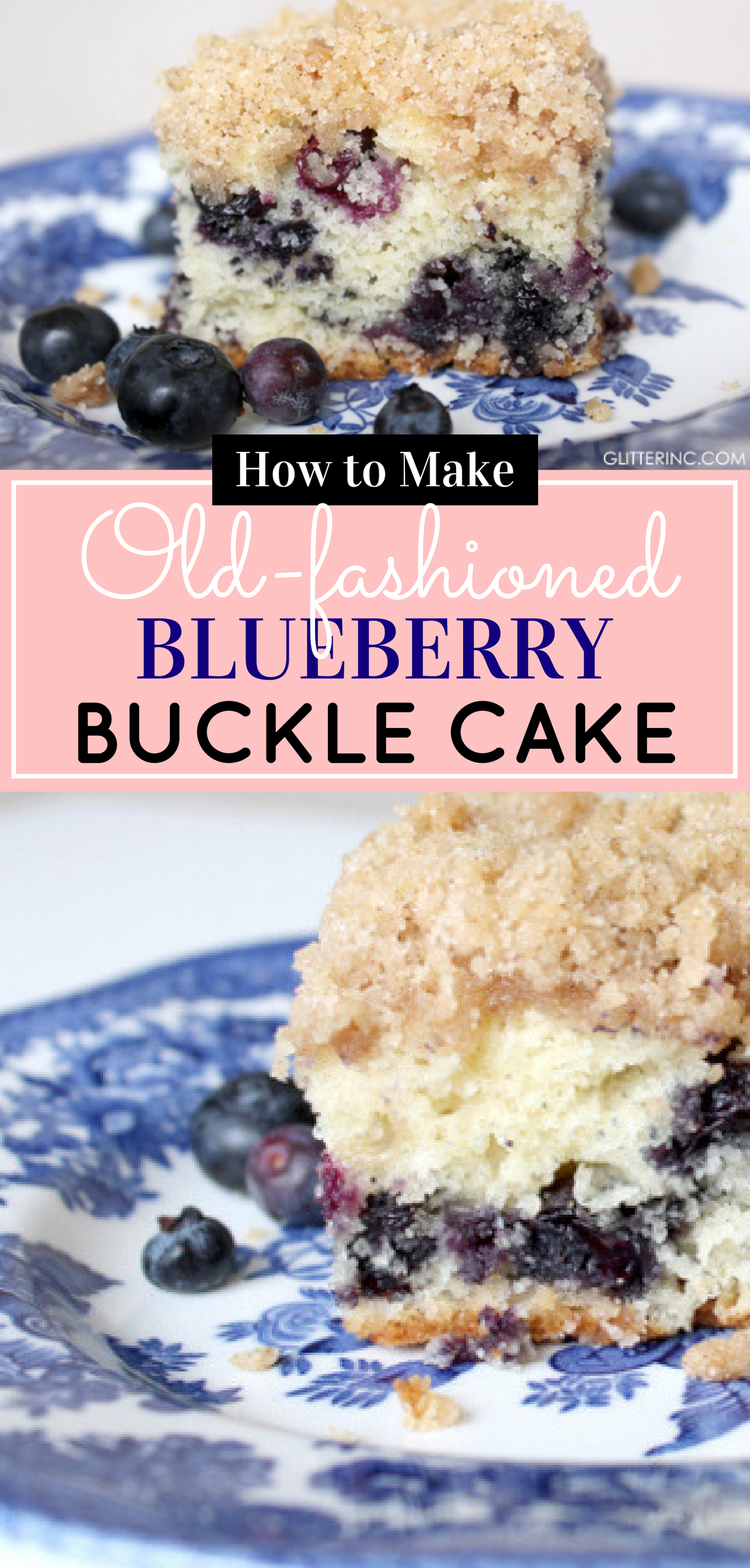 Pulled from my great grandmother's recipe book: blueberry buckle (basically a very fluffy blueberry crumb cake that you'll be making again and again.) | glitterinc.com | @glitterinc