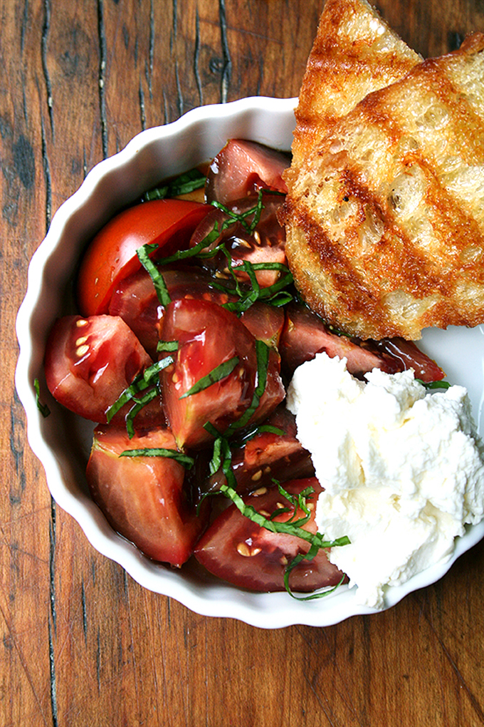 Tomato Salad with Fresh Ricotta and Grilled Bread