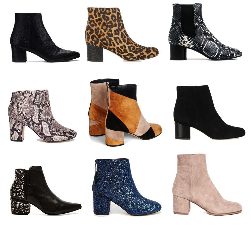 small block heel ankle boots