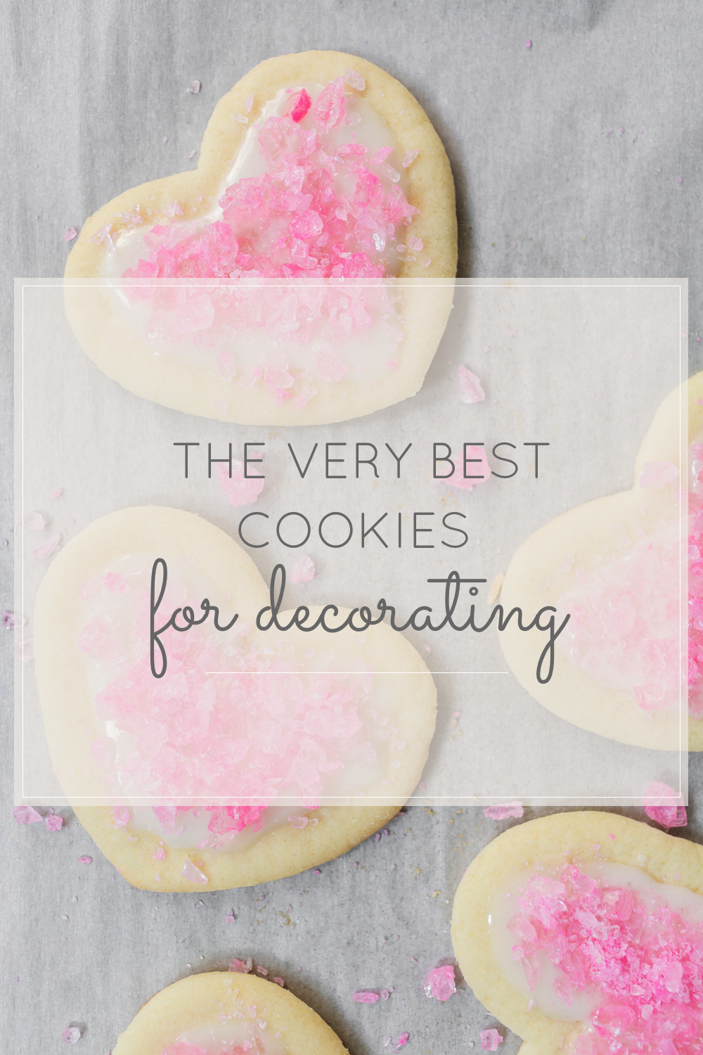 The Best Sugar Cookies for Decorating (These adorable cookies are covered in pink rock candy and are perfect for Valentine's Day!)