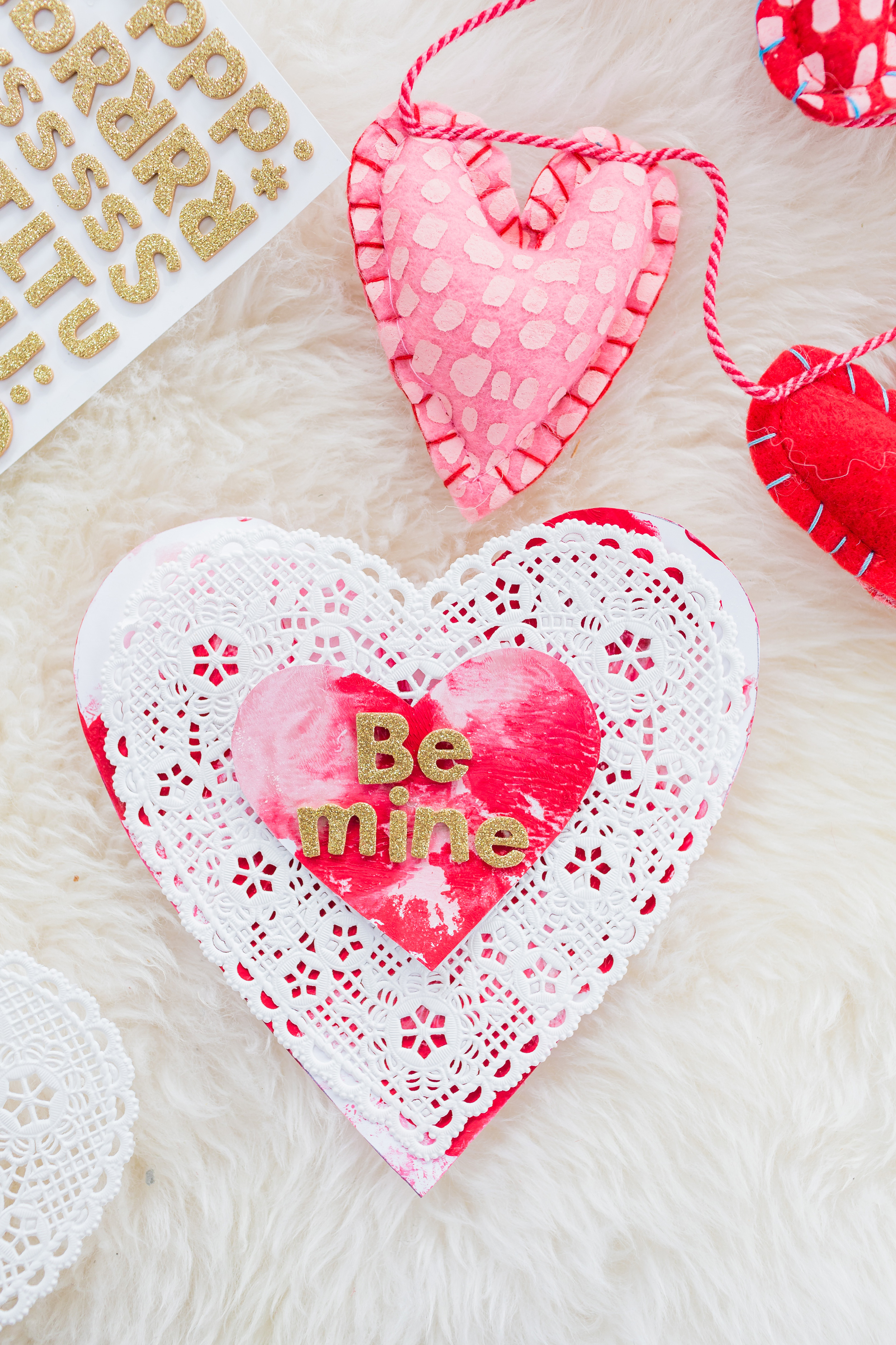 Easy DIY Valentine Red Glitter Heart Sign Made with Popsicle Sticks!