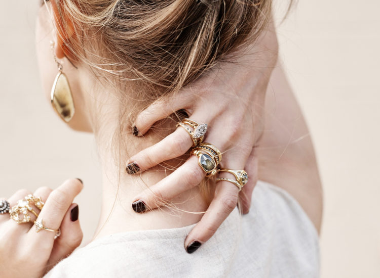 Stacks of Gold Rings: Lauren Wolf Rings