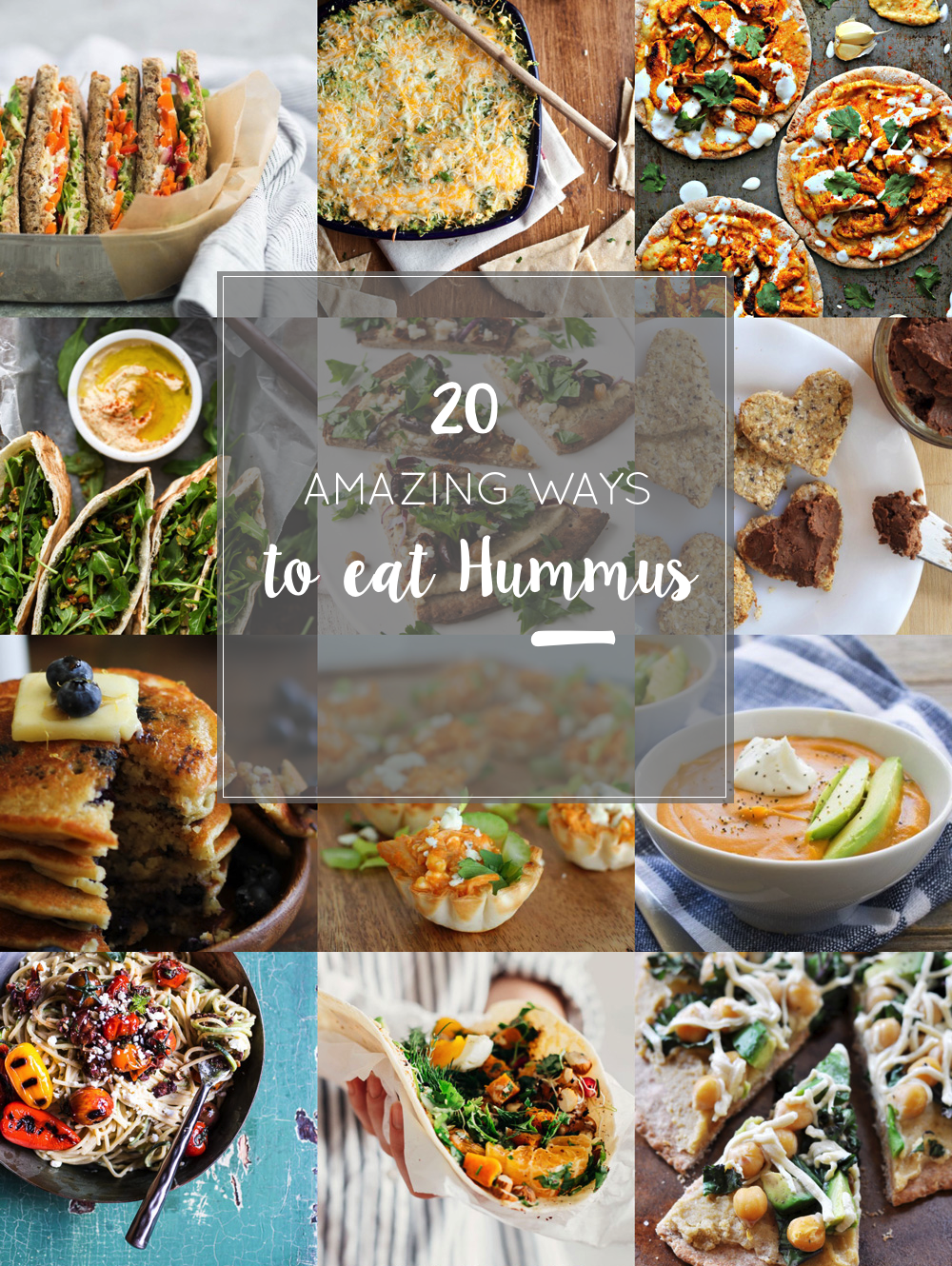 20 Amazing Ways to Eat Hummus (that will become instant favorites in your house!) Snuck into sandwiches, a substitute pizza sauce, a base for salad dressing, in soups, chocolate hummus, and even cooked right into pancakes; after scrolling through these recipes you'll be craving hummus like none other. Click through for the recipes.