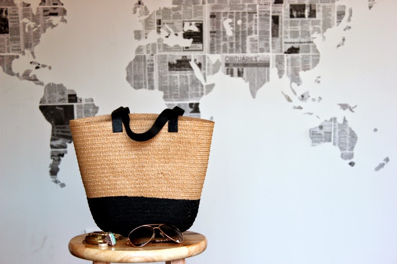 15 Favorite French Market Baskets, like this DIY Summer Straw Colorblock Market Tote