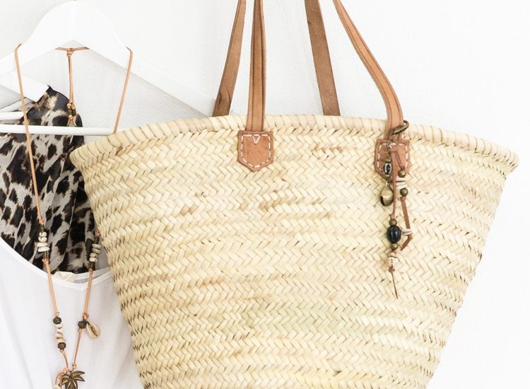 Leather & Seagrass Tote Basket