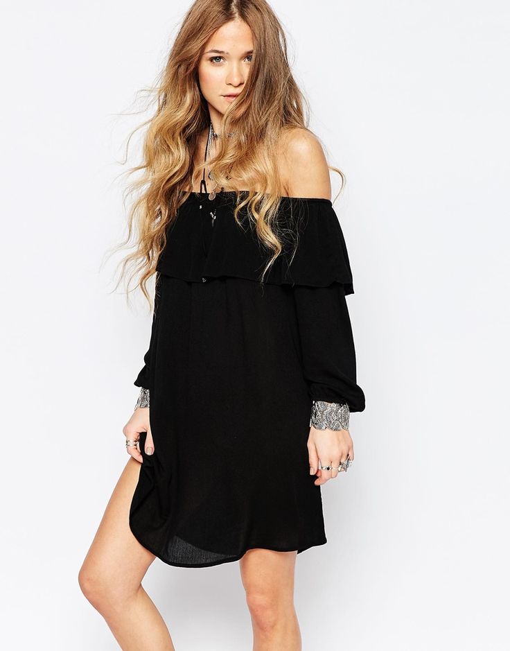 8 Unique Off-the-Shoulder Dresses, including this Glamorous Off Shoulder Long Sleeve Festival Dress via ASOS