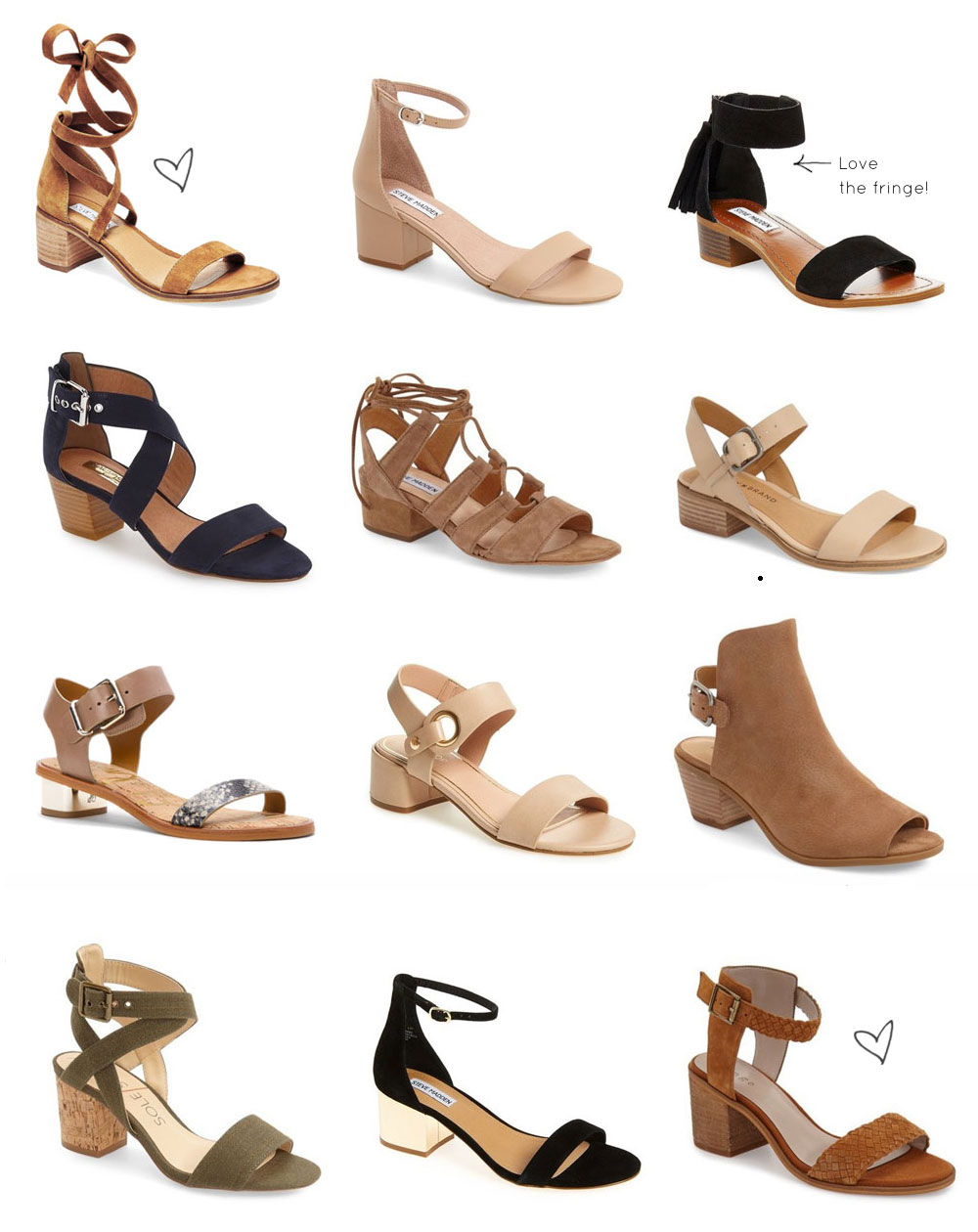 glitter low block heels