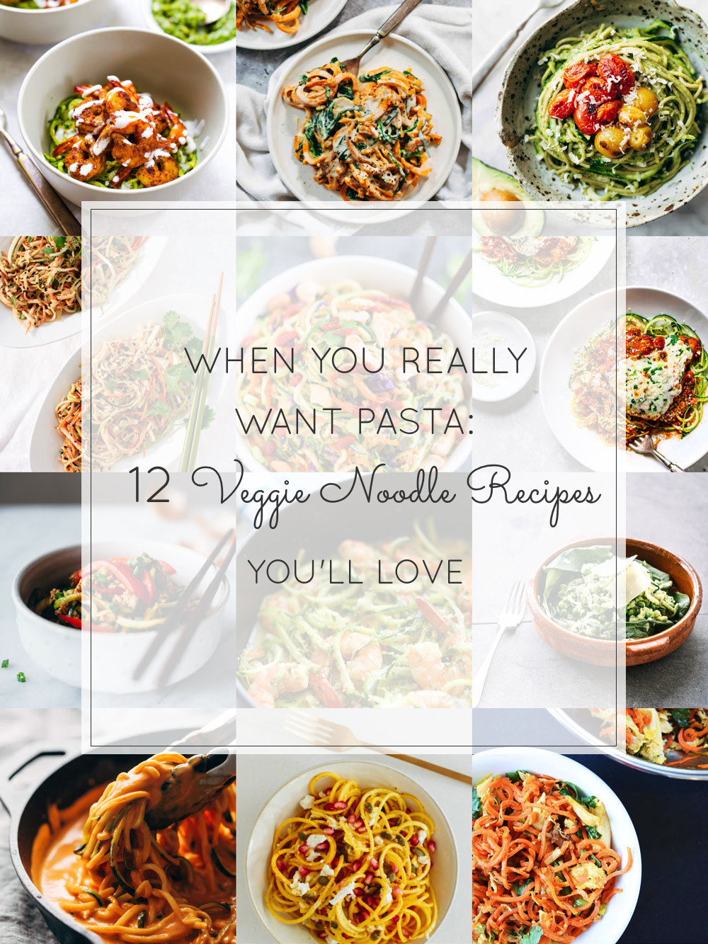 Want to make a healthier switch at lunch or dinner time? Here are 12 amazing recipes using vegetable noodles, when what you really want is pasta! | glitterinc.com | @glitterinc