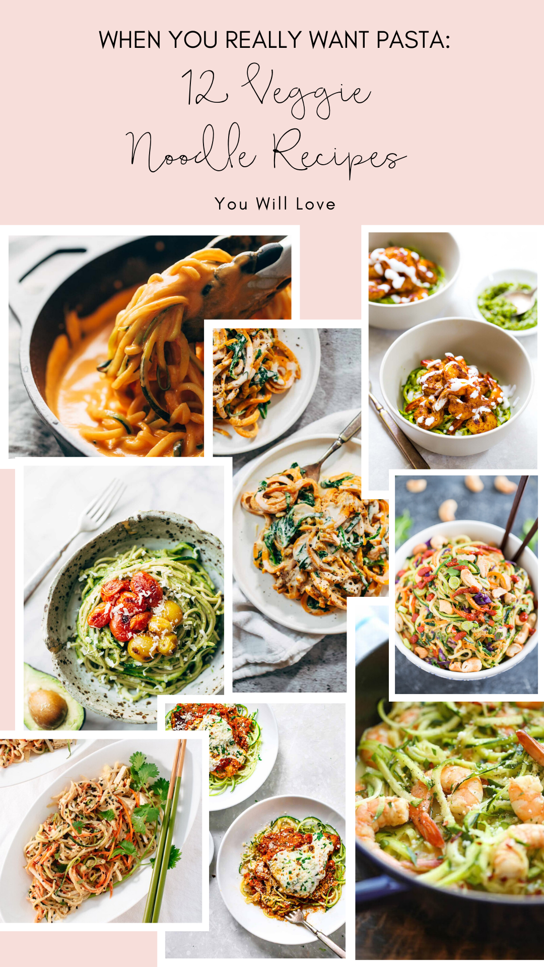 Want to make a healthier switch at lunch or dinner time? Here are 12 amazing recipes using vegetable noodles, when what you really want is pasta! | glitterinc.com | @glitterinc