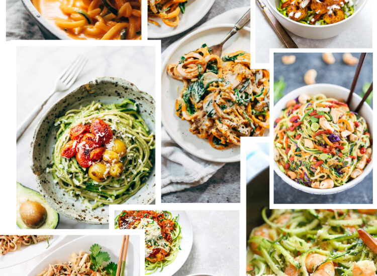 Want to make a healthier switch at lunch or dinner time? Here are 12 amazing recipes using vegetable noodles, when what you really want is pasta! | glitterinc.com | @glitterinc
