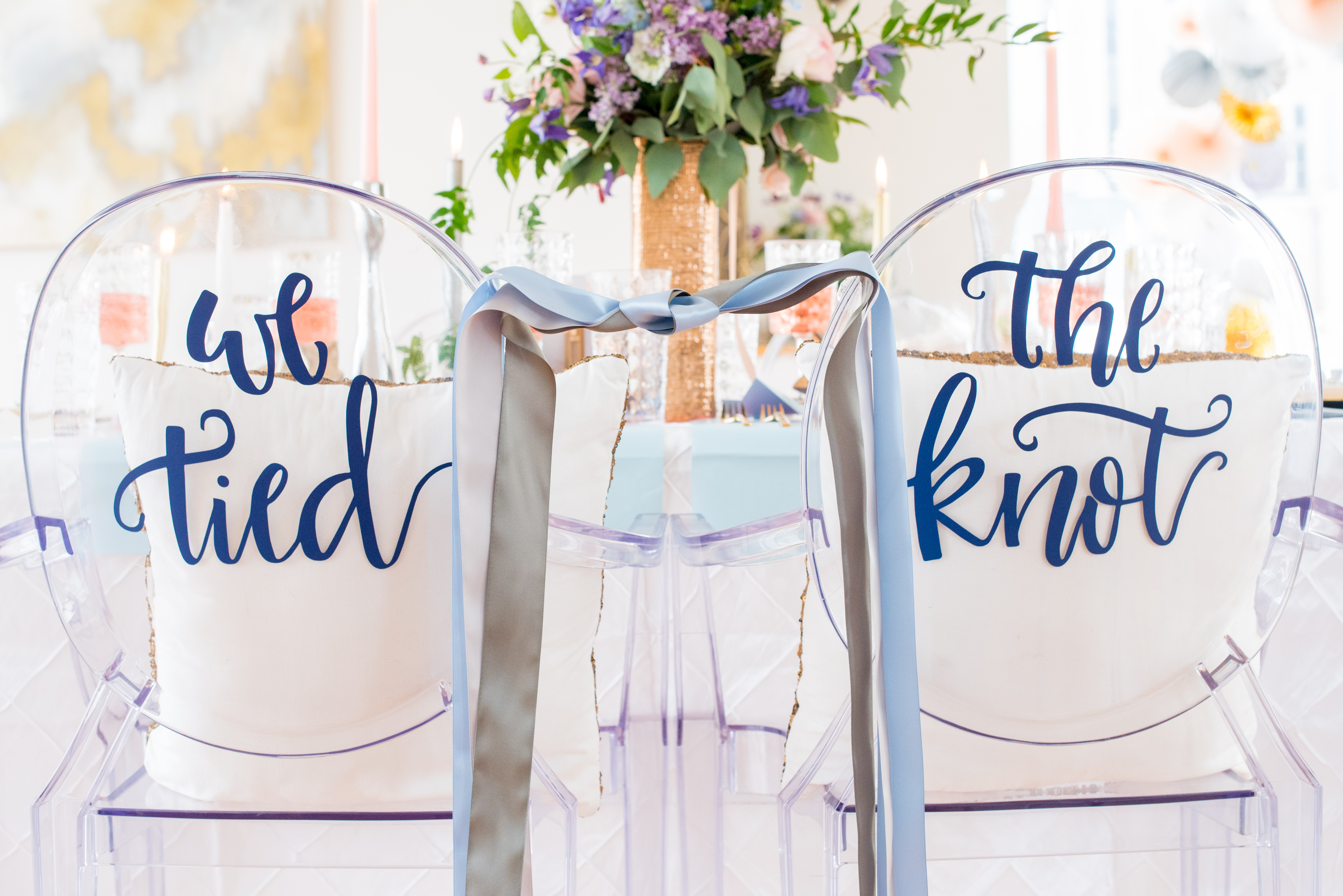 Behind-the-Scenes of a DIY Paper-Crafted Styled Wedding Shoot in The Year's Pantone Colors, Serenity and Rose Quartz, at the Glassbox in Downtown Raleigh North Carolina