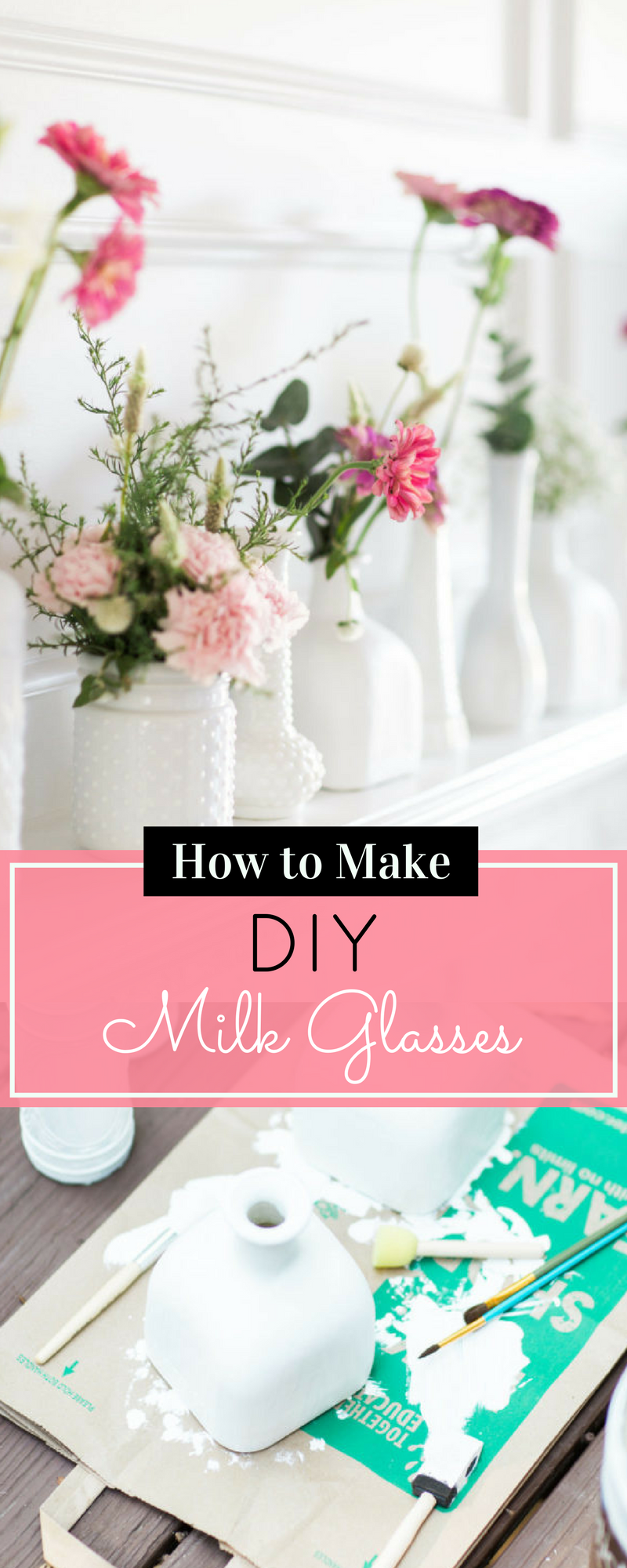 How to Make DIY Milk Glass. Click through for the easy step-by-step guide to making your own inexpensive version. | glitterinc.com | @glitterinc