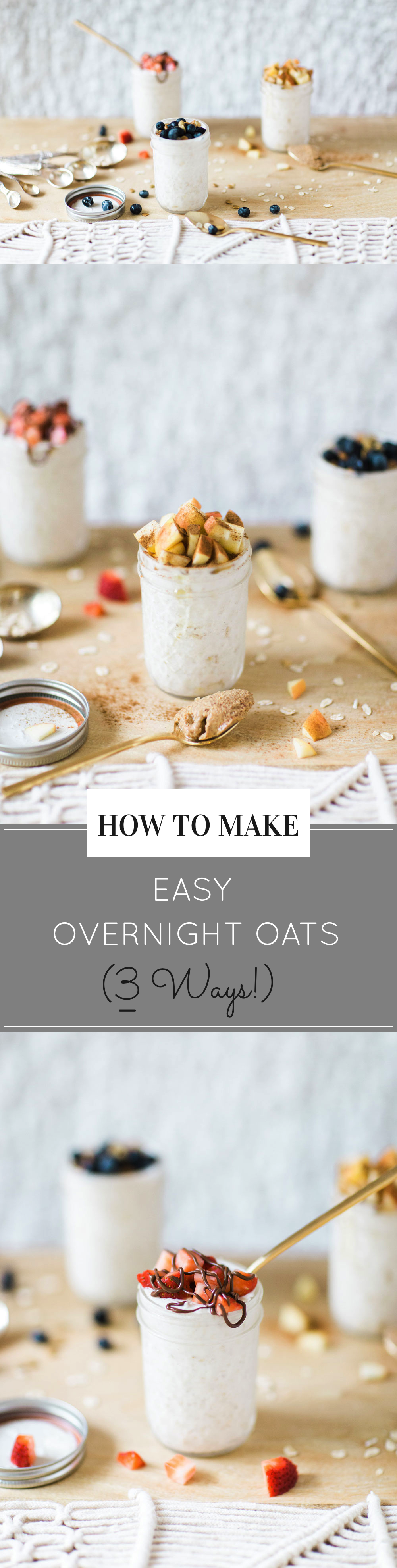 How to make easy overnight oats: three ways! (Your new healthy breakfast obsession.) Click through for the recipe. | glitterinc.com | @glitterinc