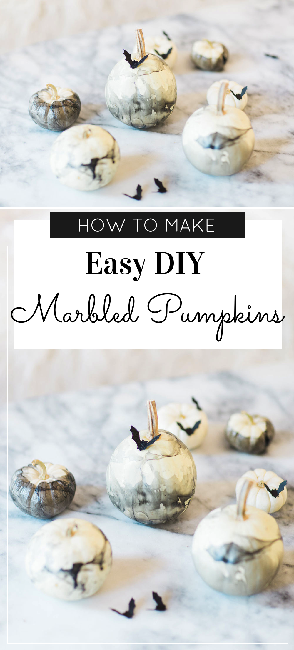 How to make chic and easy DIY marbled pumpkins (perfect for Halloween!) Click through for the details. | glitterinc.com | @glitterinc