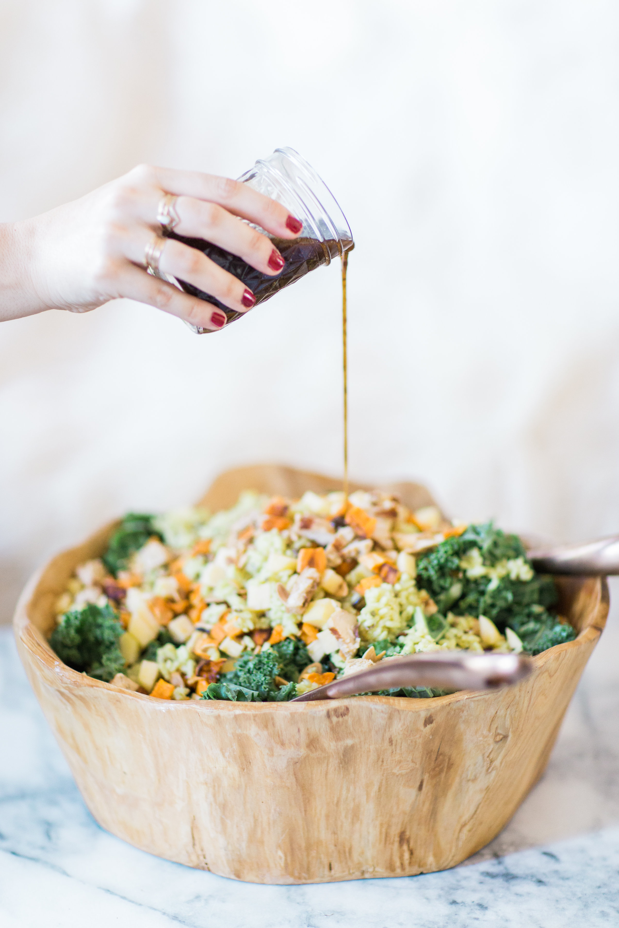 How to make the most amazing knockoff version of the harvest bowl salad at sweetgreen. This one is salad done right. Click through for the recipe. | glitterinc.com | @glitterinc - Our Favorite Harvest Salad by North Carolina foodie blogger Glitter, Inc.