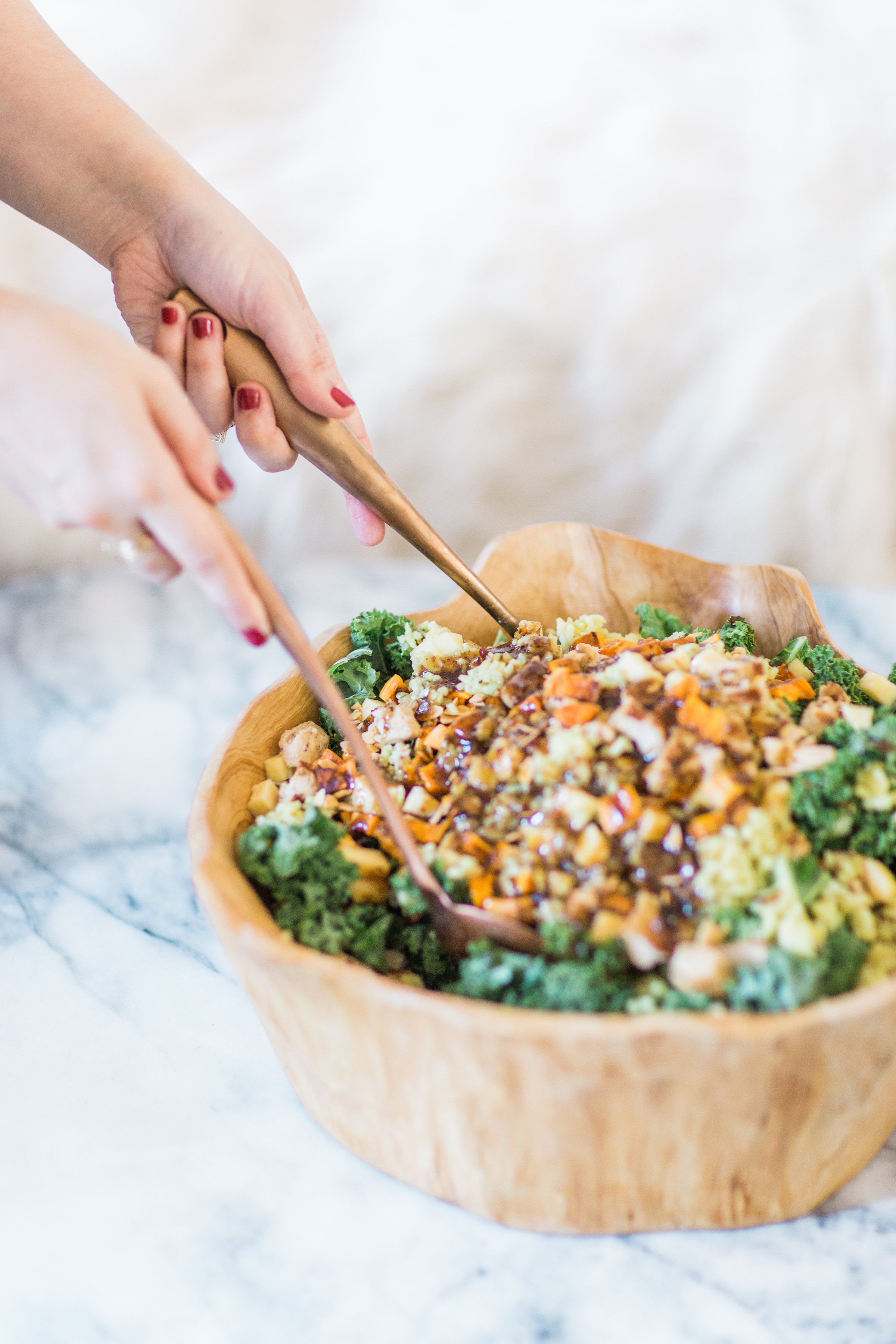 How to make the most amazing knockoff version of the harvest bowl salad at sweetgreen. This one is salad done right. Click through for the recipe. | glitterinc.com | @glitterinc - Our Favorite Harvest Salad by North Carolina foodie blogger Glitter, Inc.