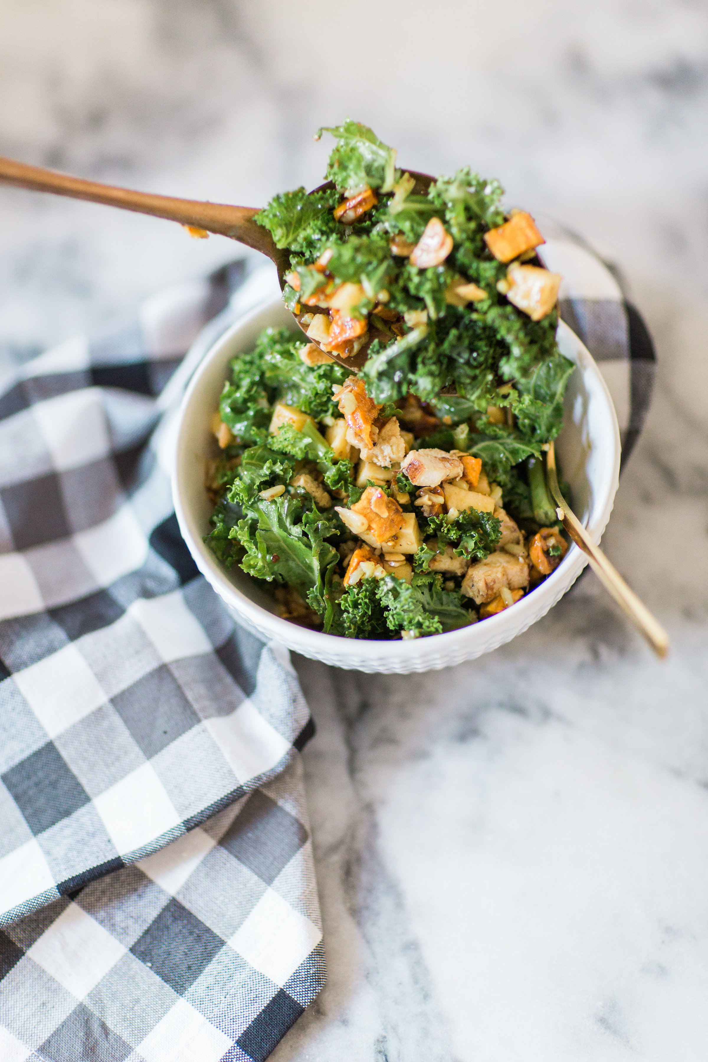 How to make the most amazing knockoff version of the harvest bowl salad at sweetgreen. This one is salad done right. Click through for the recipe. | glitterinc.com | @glitterinc - Our Favorite Harvest Salad by North Carolina foodie blogger Glitter, Inc.