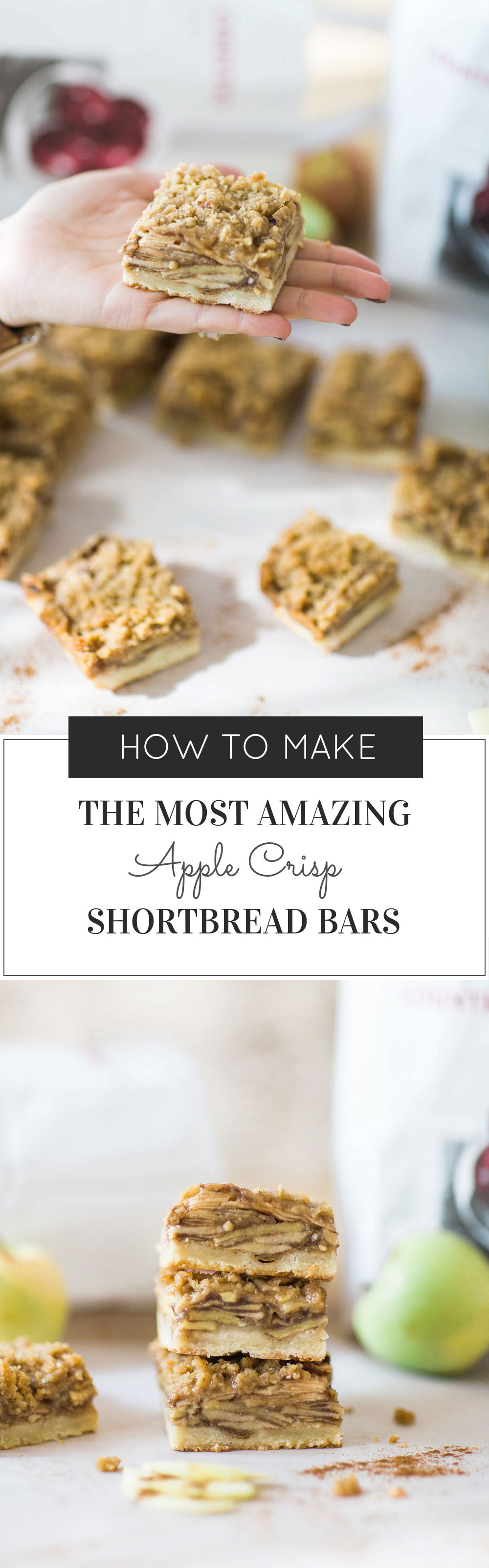 How to Make the Most Amazing Apple Crisp Shortbread Bars. Click through for the recipe. | glitterinc.com | @glitterinc