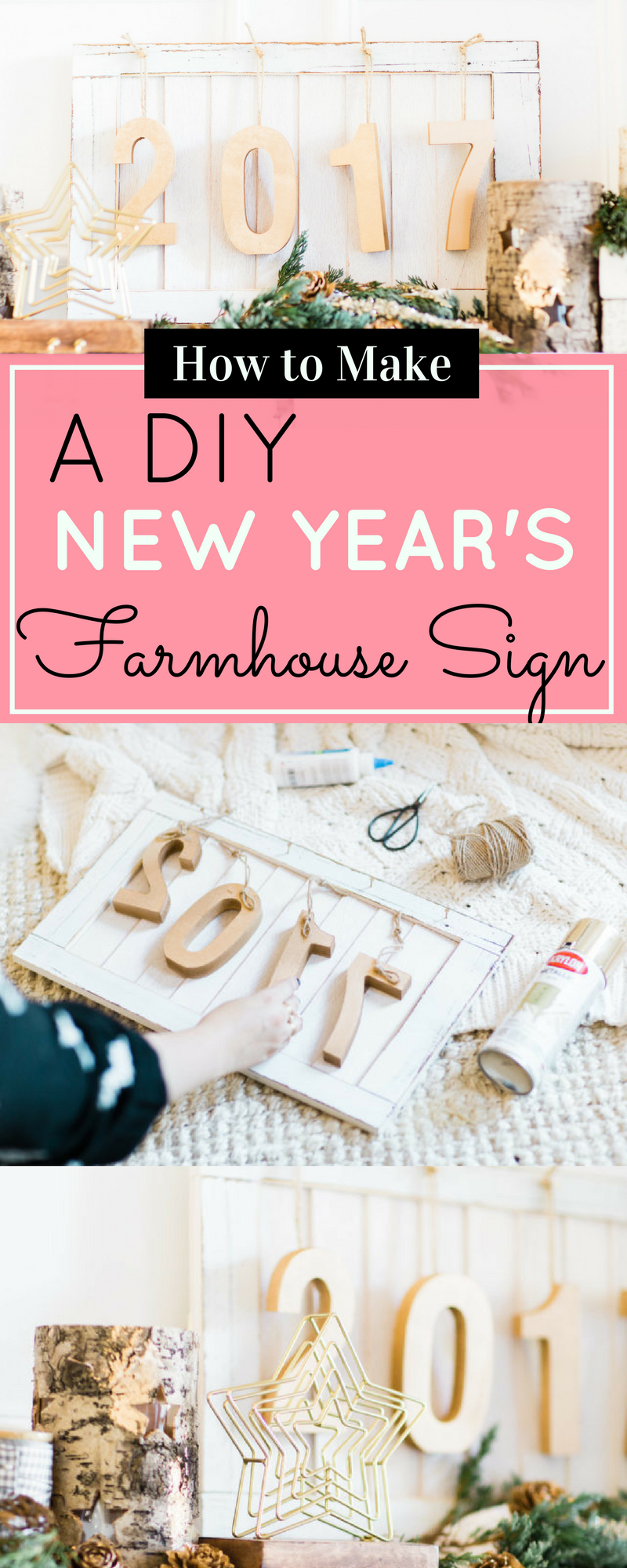 DIY Farmhouse New Year's Eve Wood Sign. Click through for the fun and fast how-to. | glitterinc.com | @glitterinc