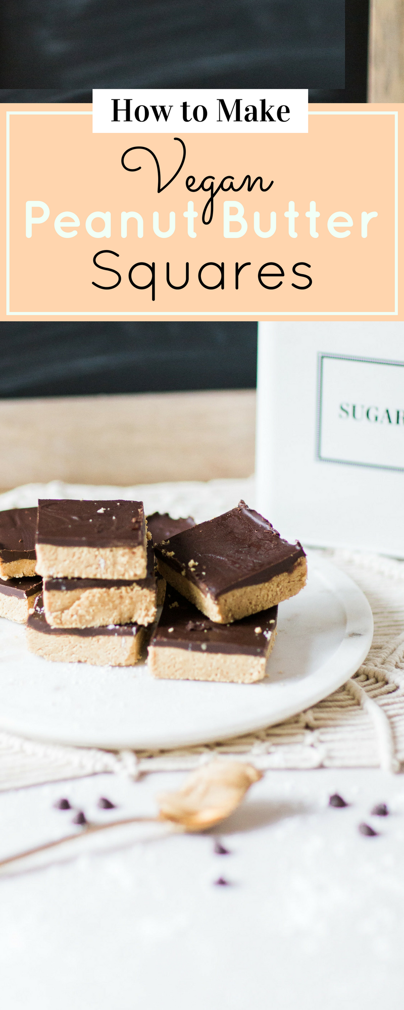 How to make vegan and dairy-free classic peanut butter chocolate squares. You will fall in love with this throwback dessert all over again! Click through for the recipe. | glitterinc.com | @glitterinc