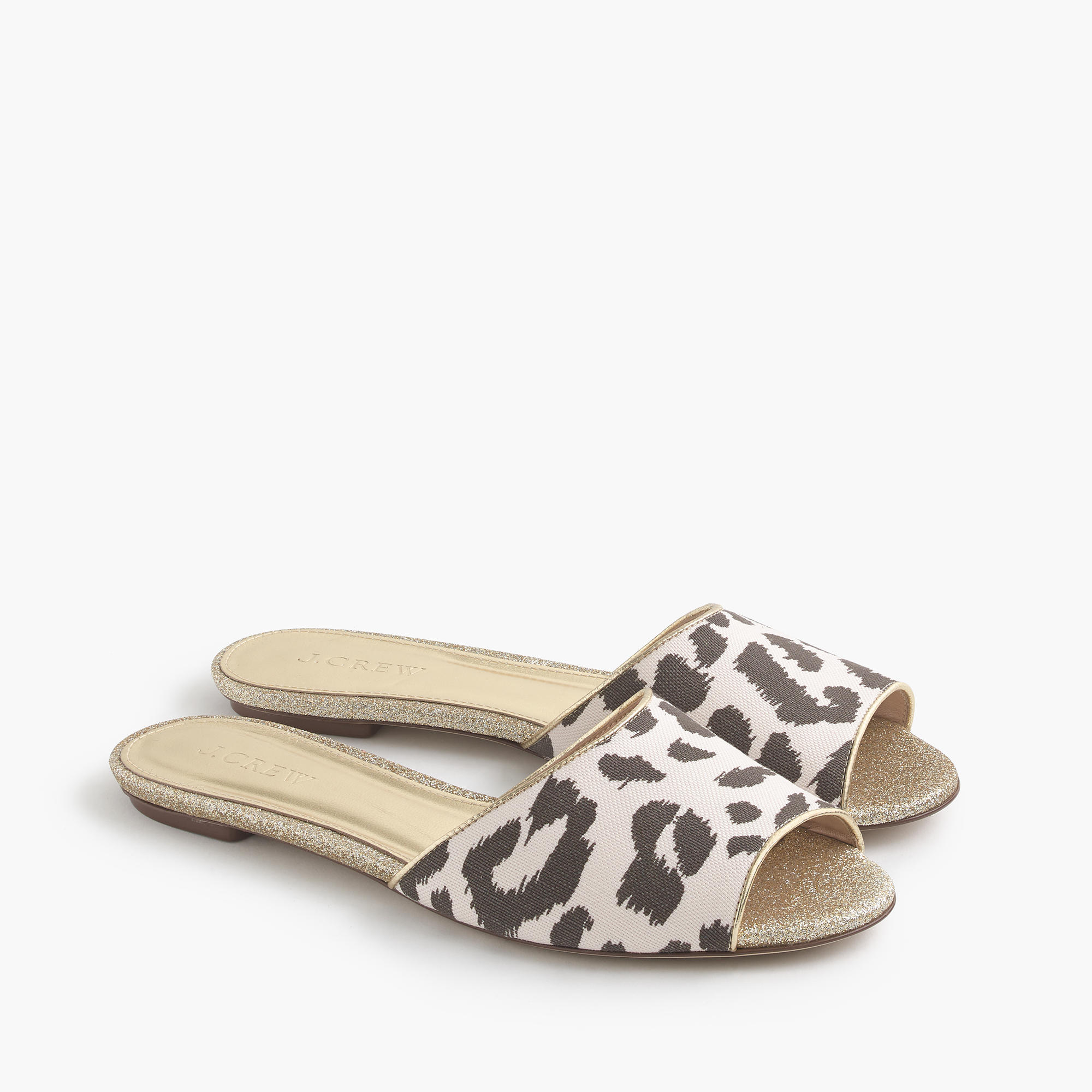 J crew leopard on sale slides