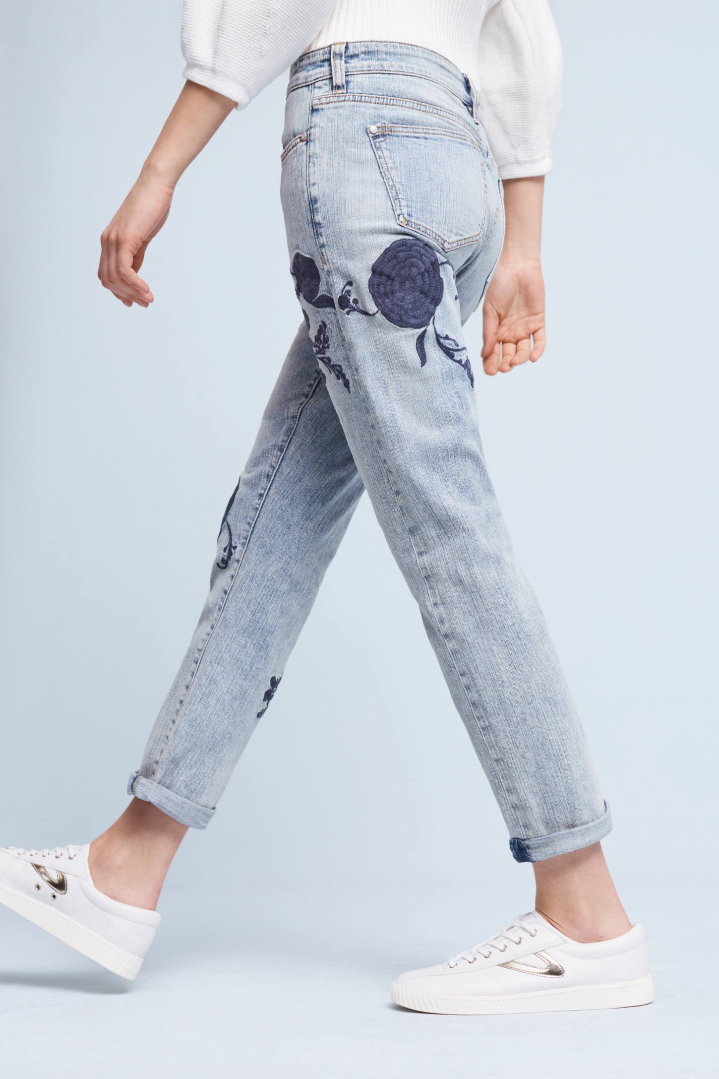 Pilcro Hyphen Embroidered Mid-Rise Jeans