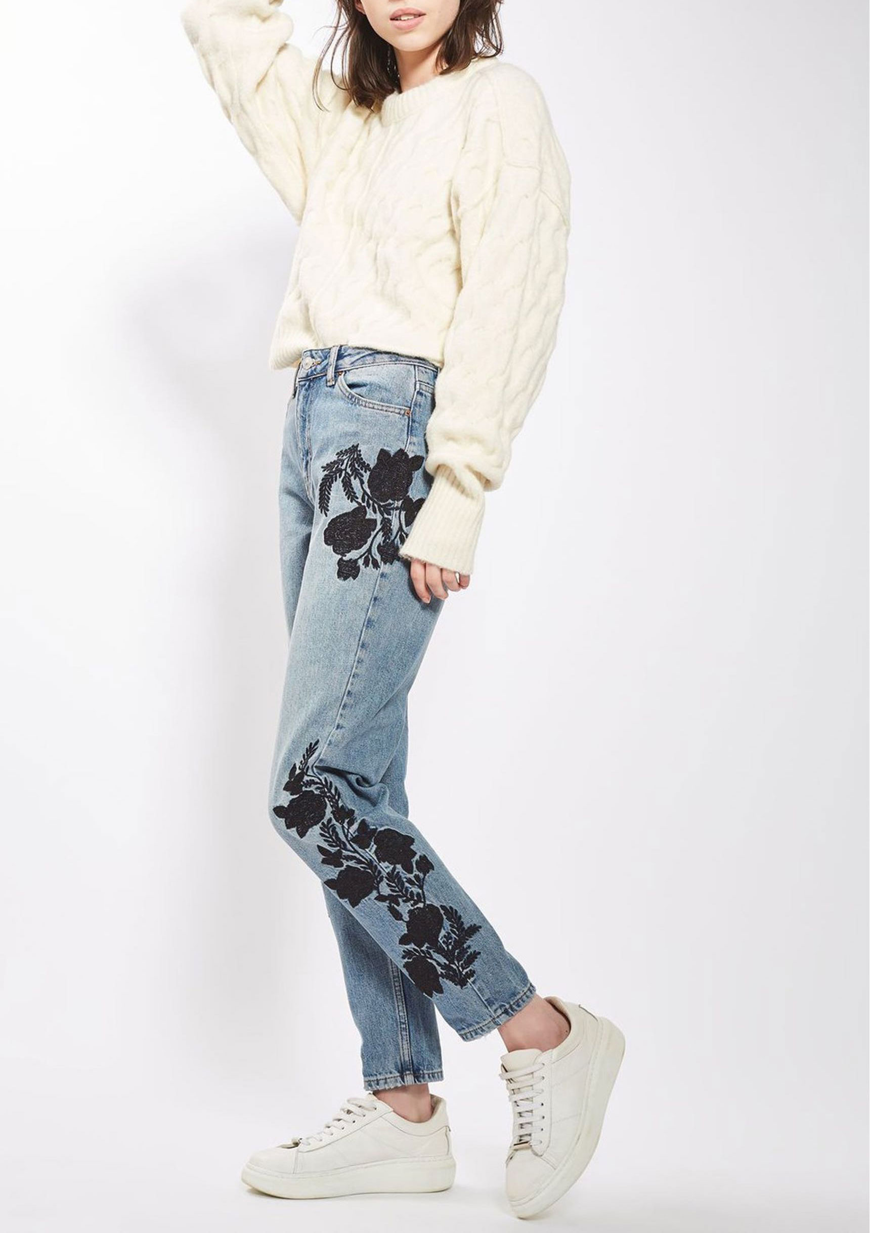 Topshop embroidered mom on sale jeans