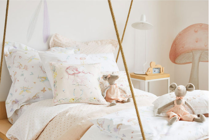 bedroom with Zara Home's New Kids Collection