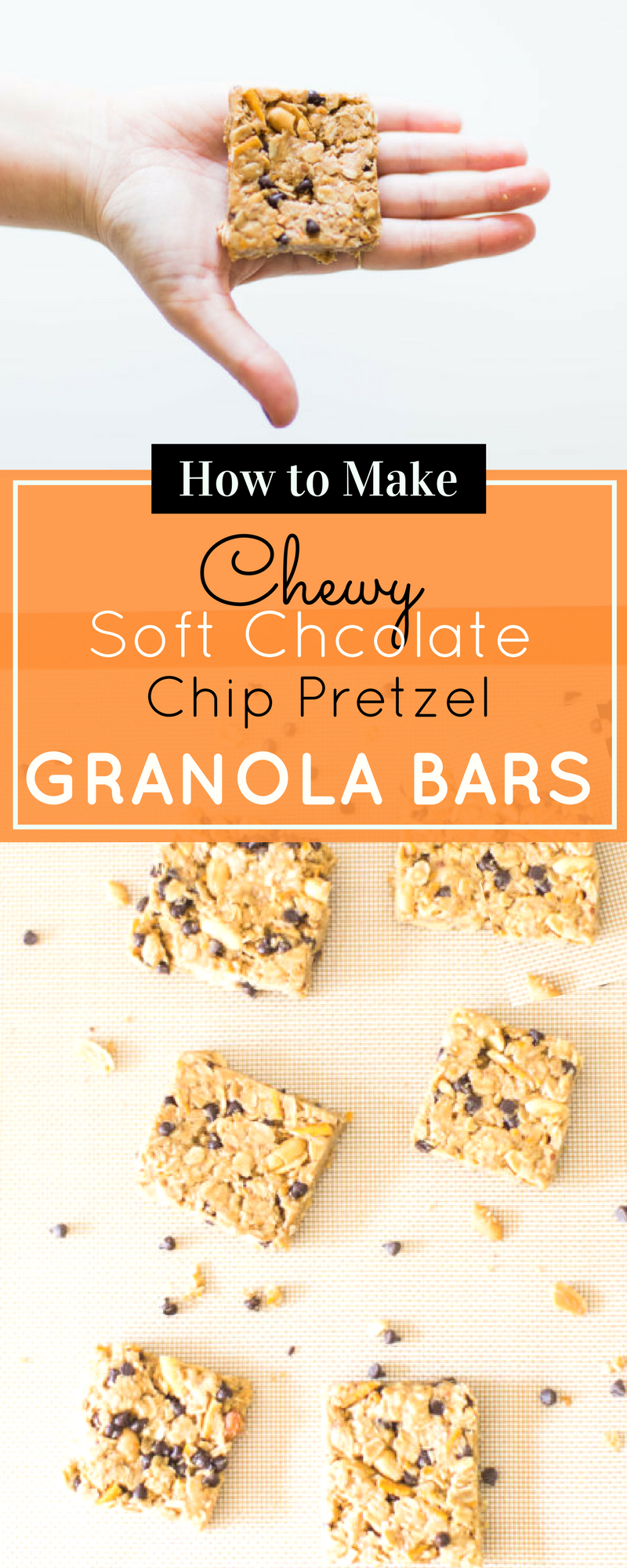 How to make our favorite dairy-free soft chocolate chip pretzel granola bars. These easy homemade chewy granola bars are great for snacking on the go! | glitterinc.com | @glitterinc