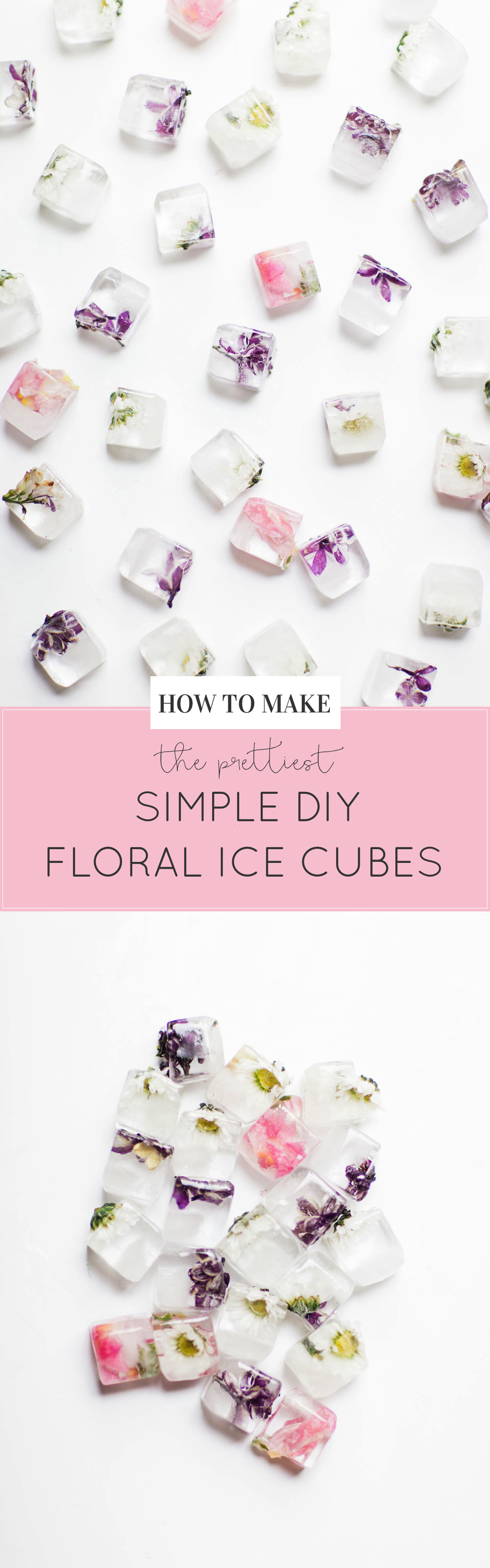 How to make the prettiest simple DIY floral ice cubes using fresh flowers for your next party. | glitterinc.com | @glitterinc