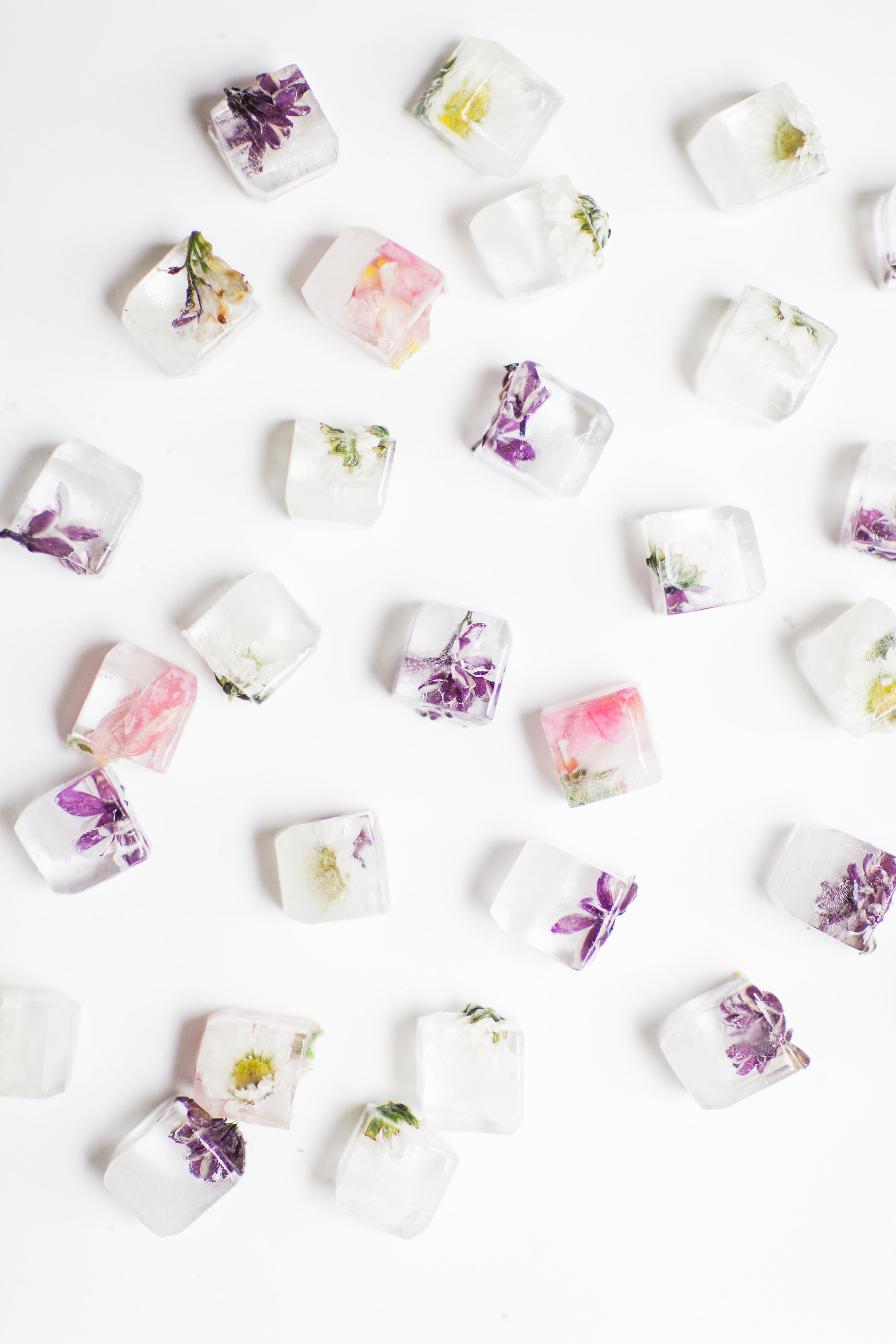 How to make the prettiest simple DIY floral ice cubes using fresh flowers for your next party. | glitterinc.com | @glitterinc