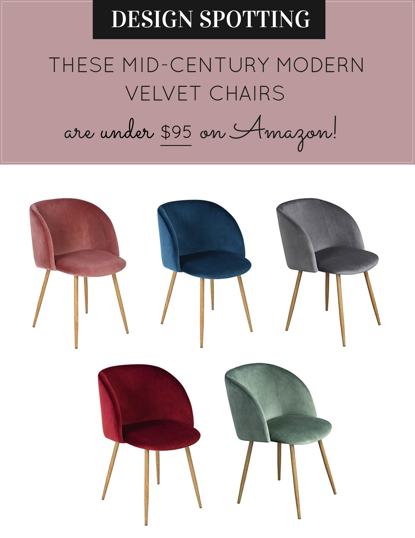 The internet is obsessed with these affordable mid-century modern velvet chairs on Amazon, and you will be too. | glitterinc.com | @glitterinc - Everyone is Obsessed With These Affordable Velvet Chairs on Amazon by North Carolina style blogger Glitter, Inc.