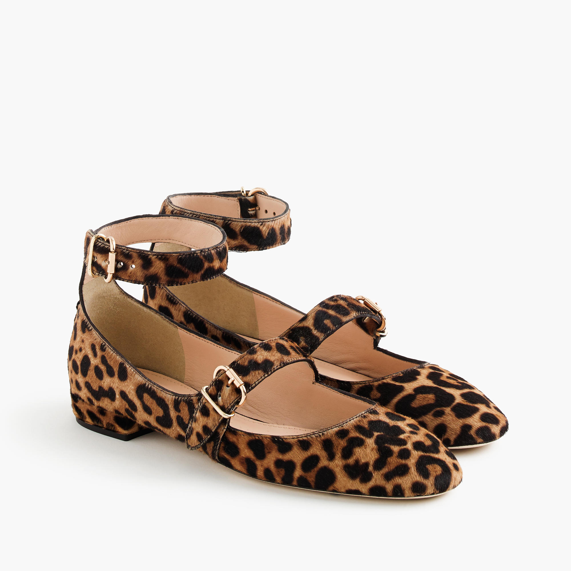 The season of stylish flats is here! Fall shoe love: J.Crew Double-strap Flats in Leopard Calf Hair | glitterinc.com | @glitterinc