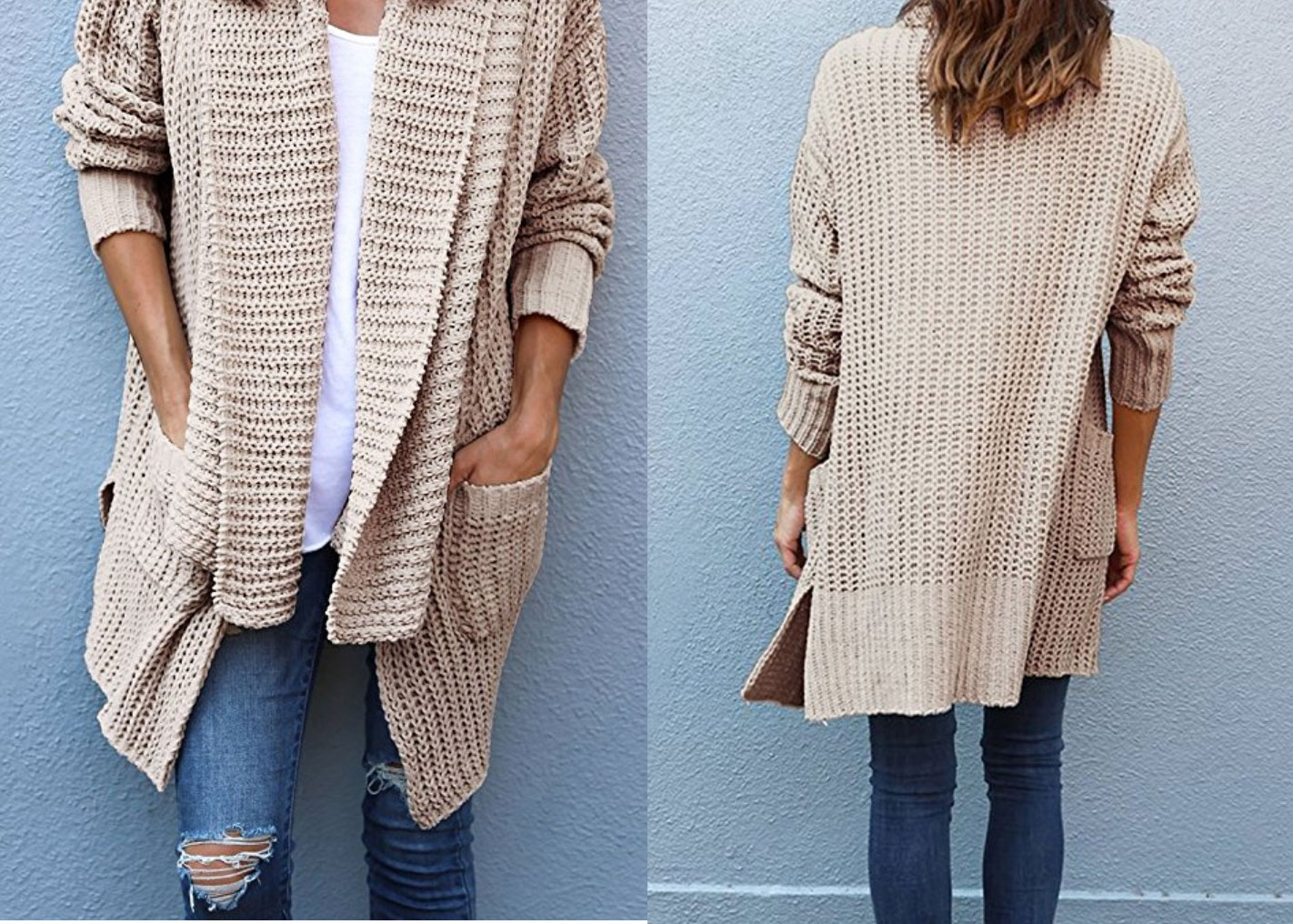 Loose Fit Knitted Cardigan Sweater with Pockets