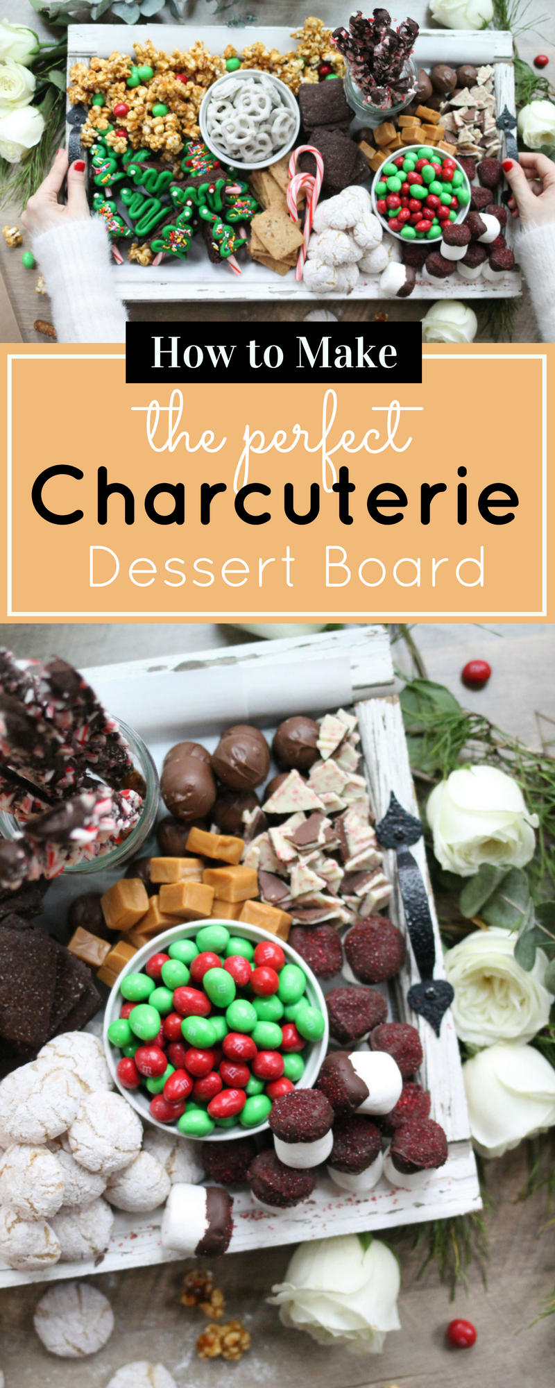 How to make the ultimate dessert snack board for the holidays; a.k.a., a sweet charcuterie spread. | glitterinc.com | @glitterinc