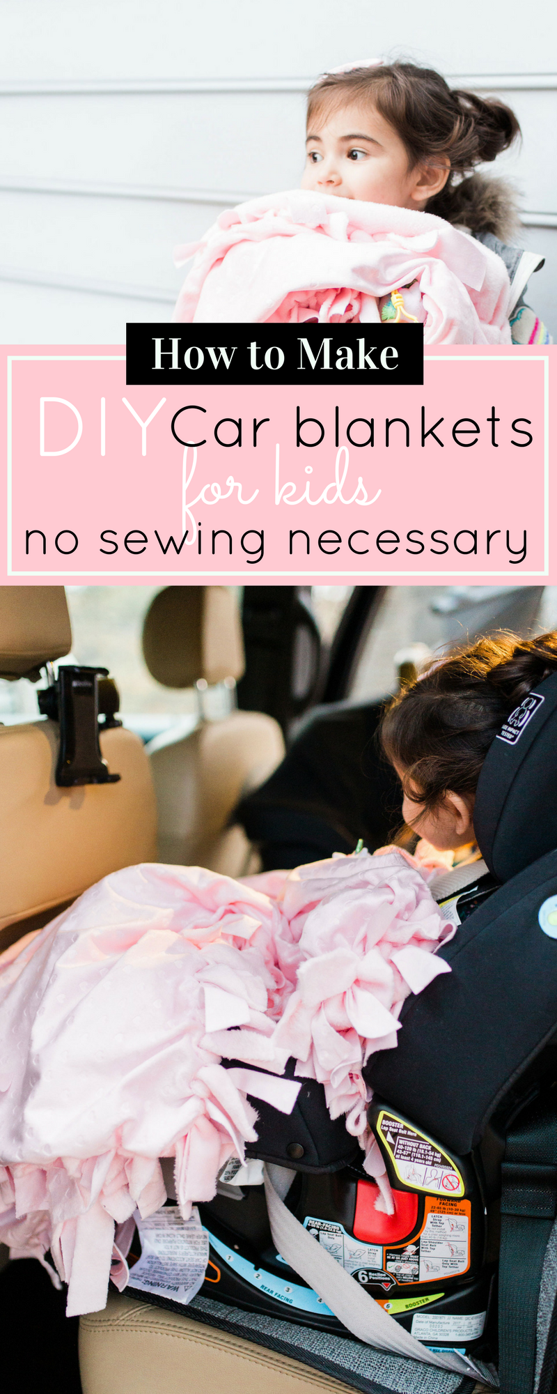 Make one of these easy kid-friendly DIY no-sew car blankets for your family's next road trip. Use fleece or minky for a super soft blanket. | glitterinc.com | @glitterinc