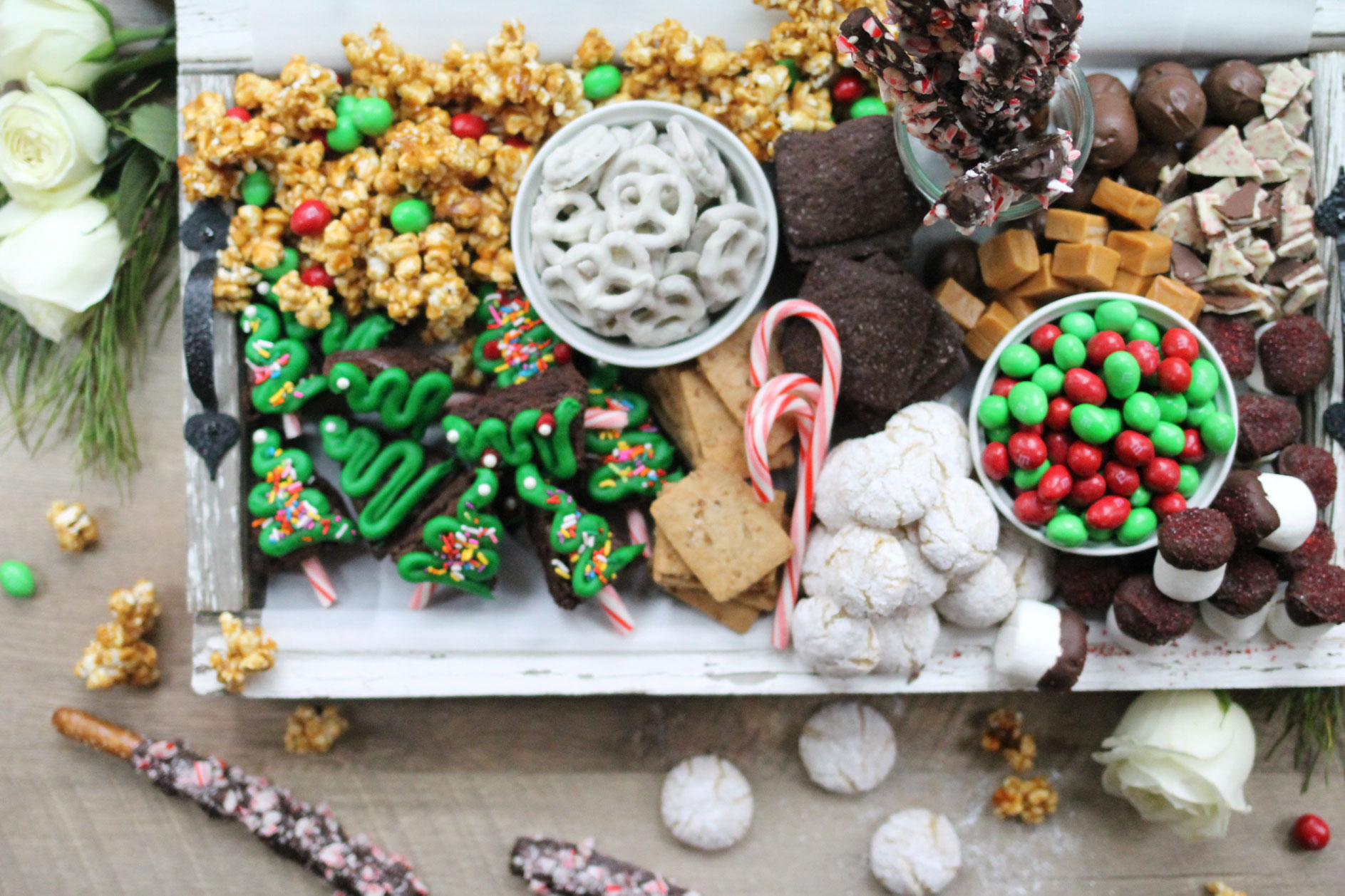 How to make the ultimate dessert snack board for the holidays; a.k.a., a sweet charcuterie spread. | glitterinc.com | @glitterinc