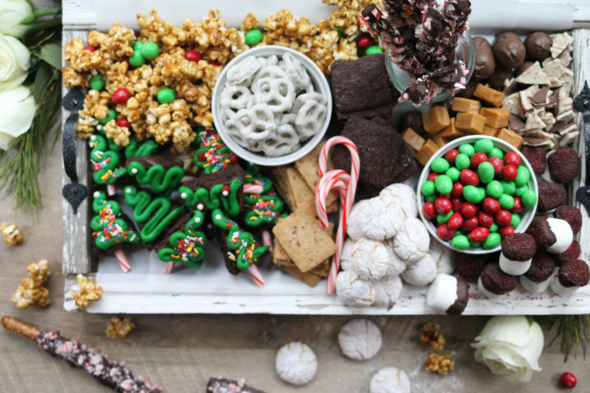 How to make the ultimate dessert snack board for the holidays; a.k.a., a sweet charcuterie spread. | glitterinc.com | @glitterinc - How to Make a Holiday Dessert Charcuterie Board by North Carolina foodie blogger Glitter, Inc.