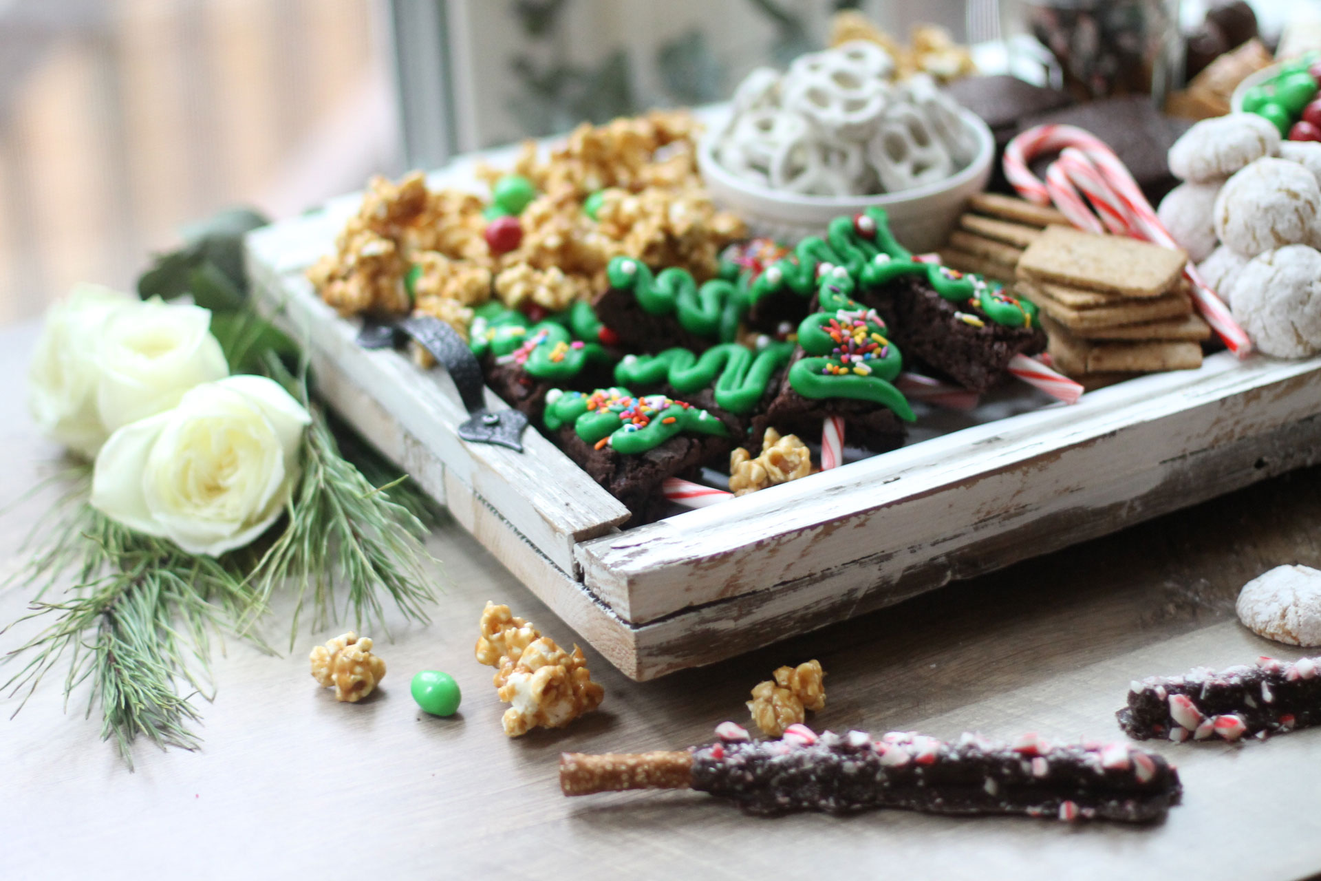 How to make the ultimate dessert snack board for the holidays; a.k.a., a sweet charcuterie spread. | glitterinc.com | @glitterinc - How to Make a Holiday Dessert Charcuterie Board by North Carolina foodie blogger Glitter, Inc.