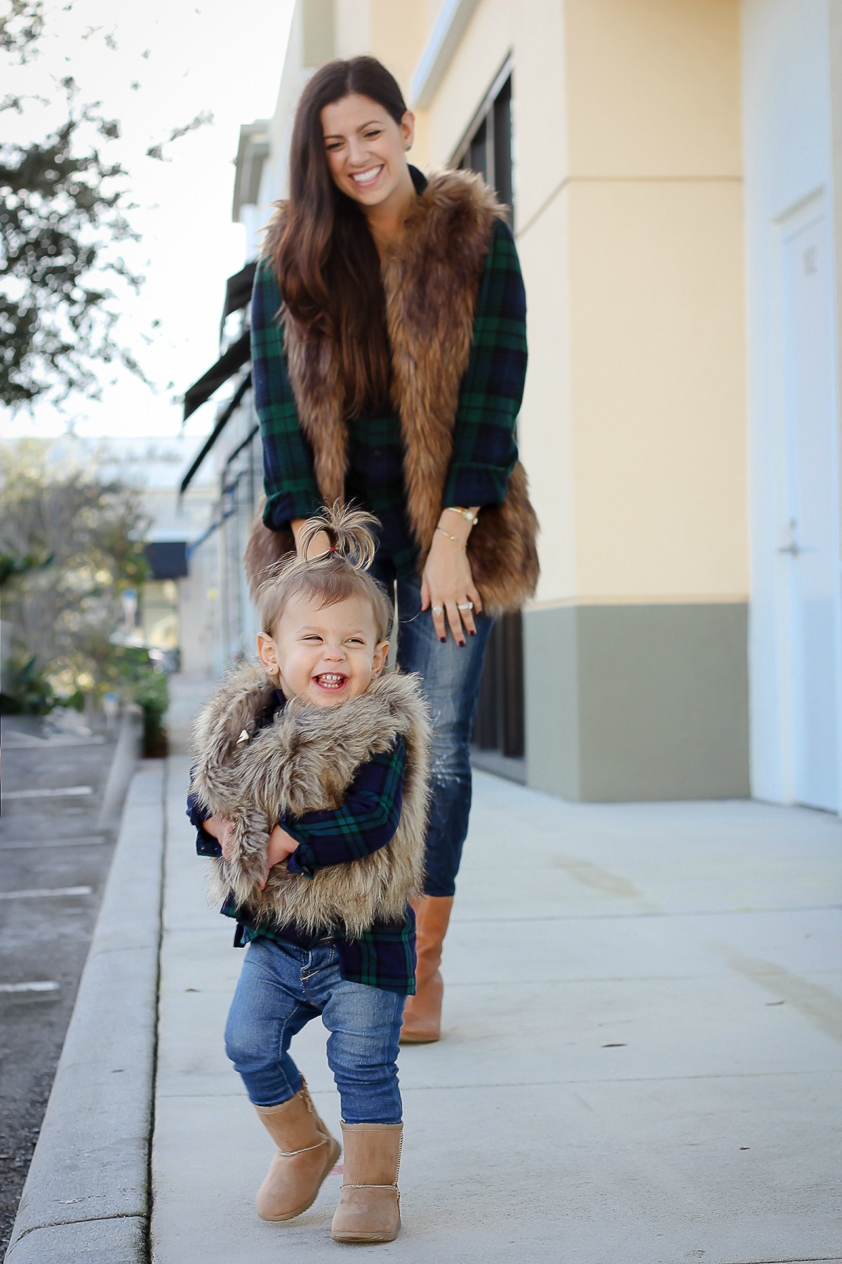 Mommy and me faux fur outlet vest