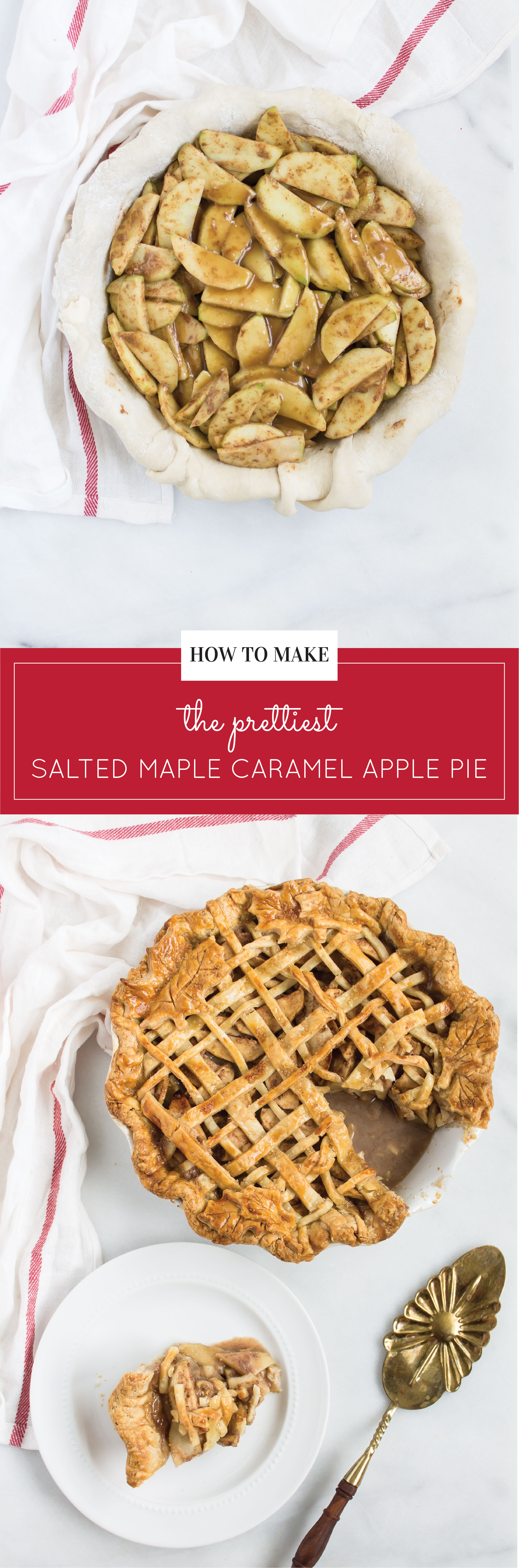 Prepare to FREAK out over this spin on a more traditional apple pie drizzled with warm homemade salted maple caramel sauce. Click through for the recipe. | glitterinc.com | @glitterinc