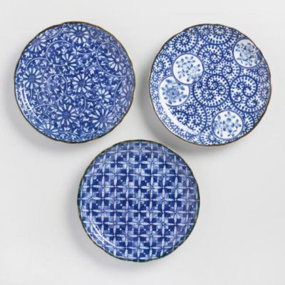 World Market Indigo And White Porcelain Kichi Dinner Plates Set Of 3