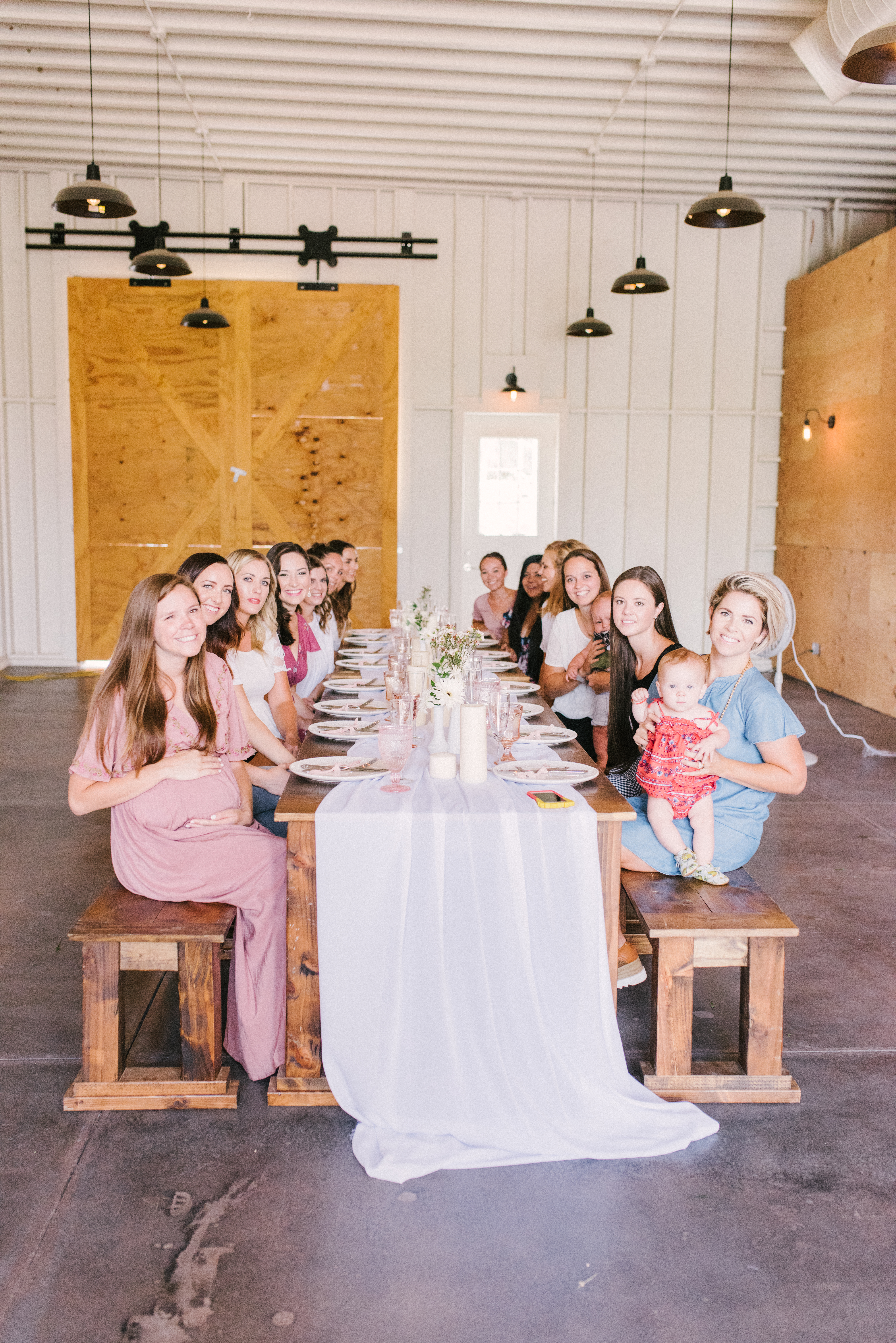 Lovely modern minimalist blush baby shower, set in the coolest industrial farmhouse barn. | glitterinc.com | Hovering Heart Photography | @glitterinc - Modern Minimalist Blush Baby Shower by popular North Carolina style blogger Glitter, Inc.