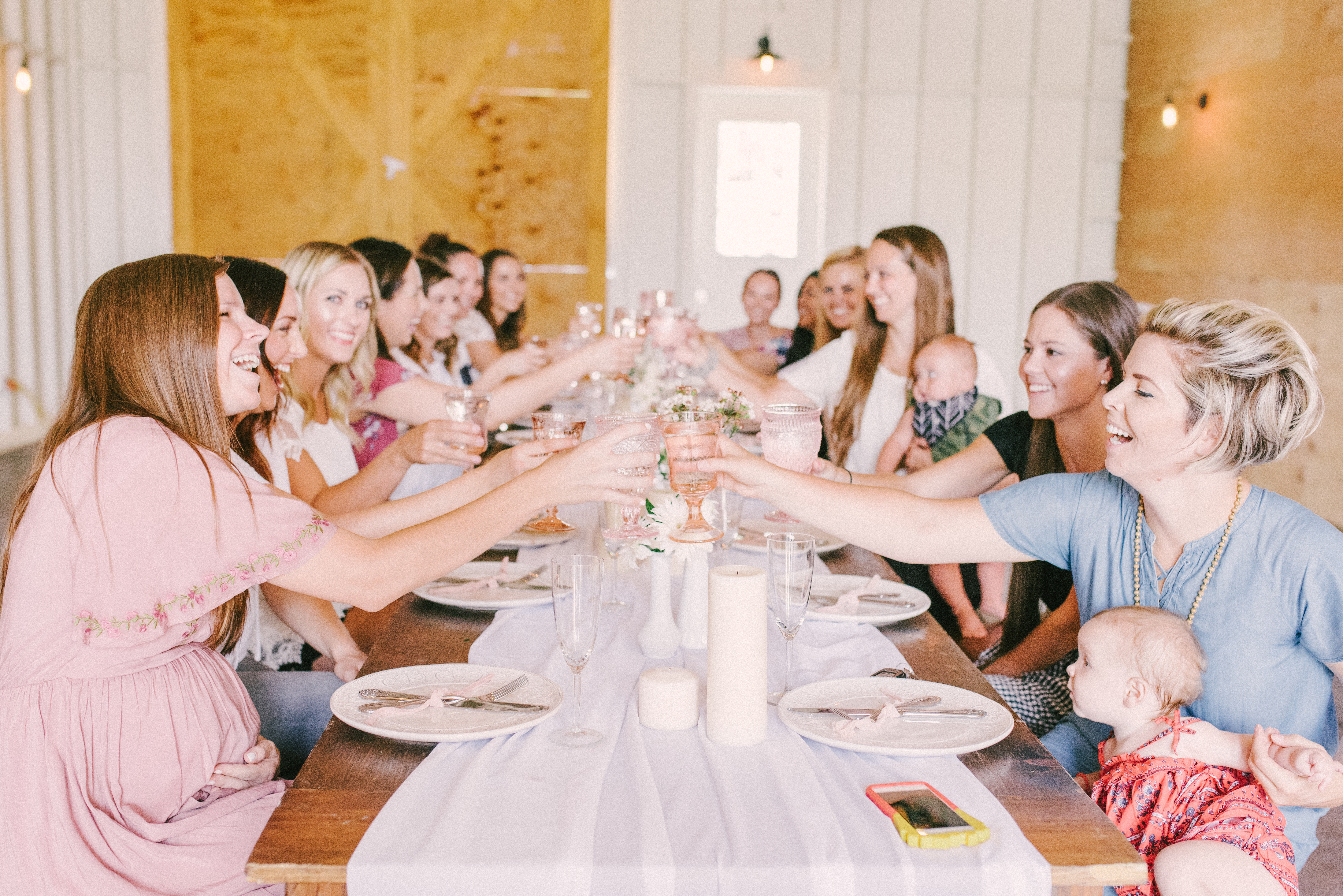 Lovely modern minimalist blush baby shower, set in the coolest industrial farmhouse barn. | glitterinc.com | Hovering Heart Photography | @glitterinc - Modern Minimalist Blush Baby Shower by popular North Carolina style blogger Glitter, Inc.