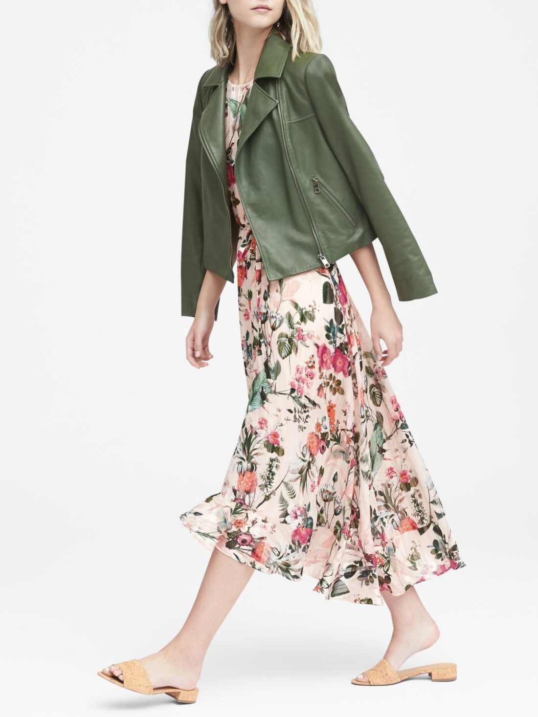 Banana Republic Botanical Print Fit-and-Flare Maxi Dress