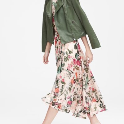 Banana Republic Botanical Print Fit-and-Flare Maxi Dress