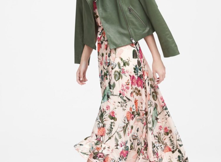 Banana Republic Botanical Print Fit-and-Flare Maxi Dress